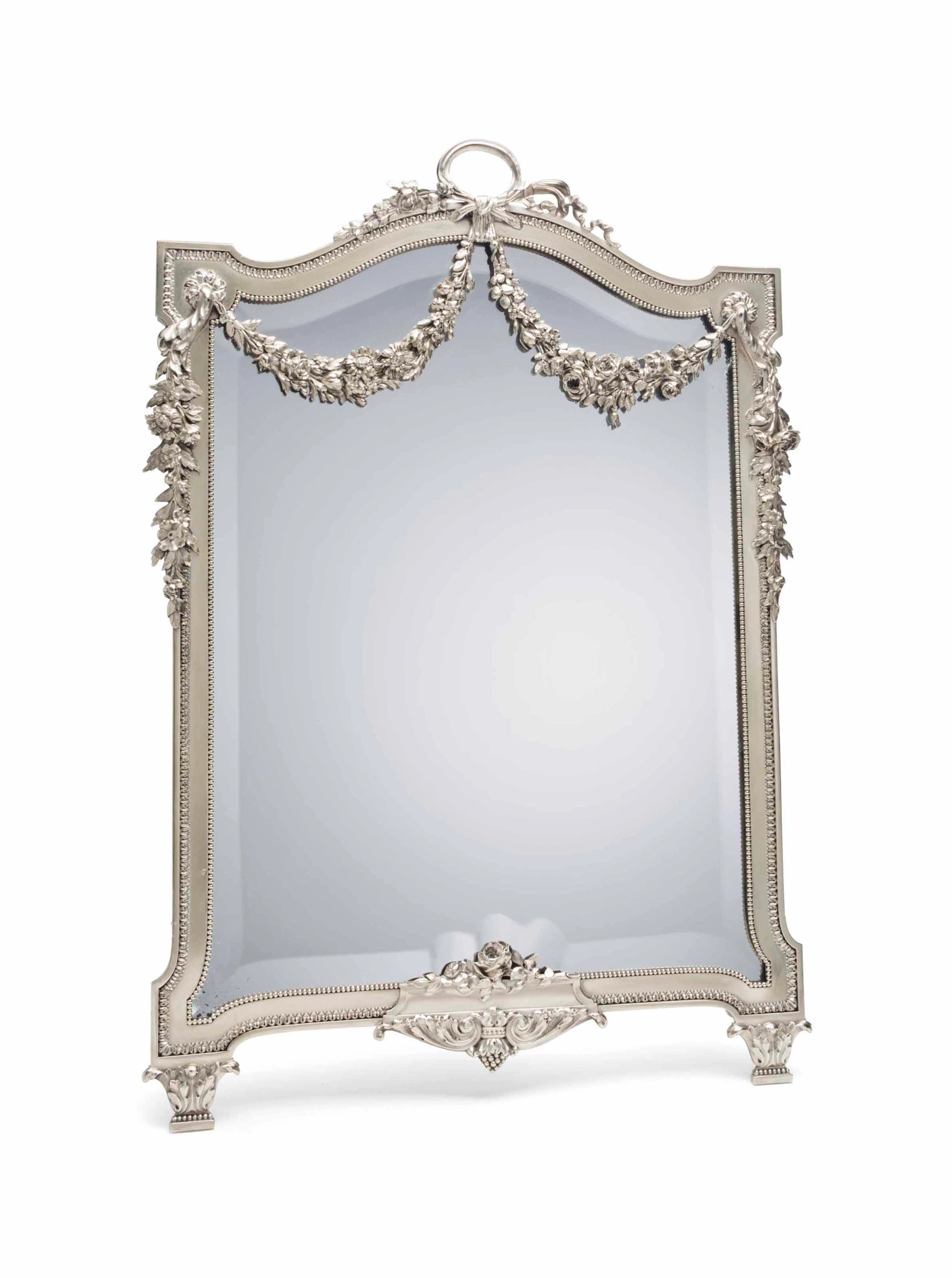 A french silver table mirror