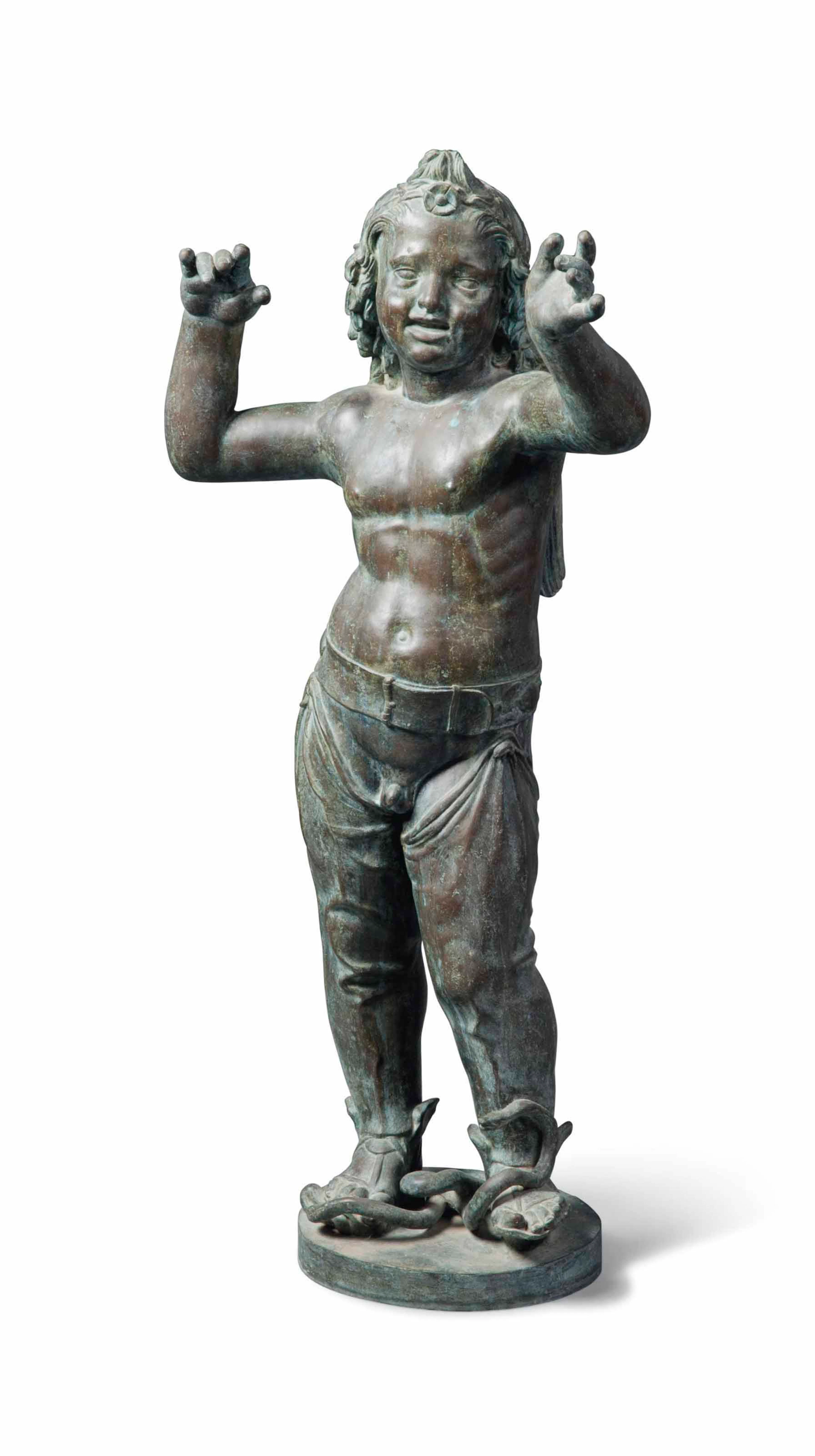 An italian patinated bronze model of amor-atys