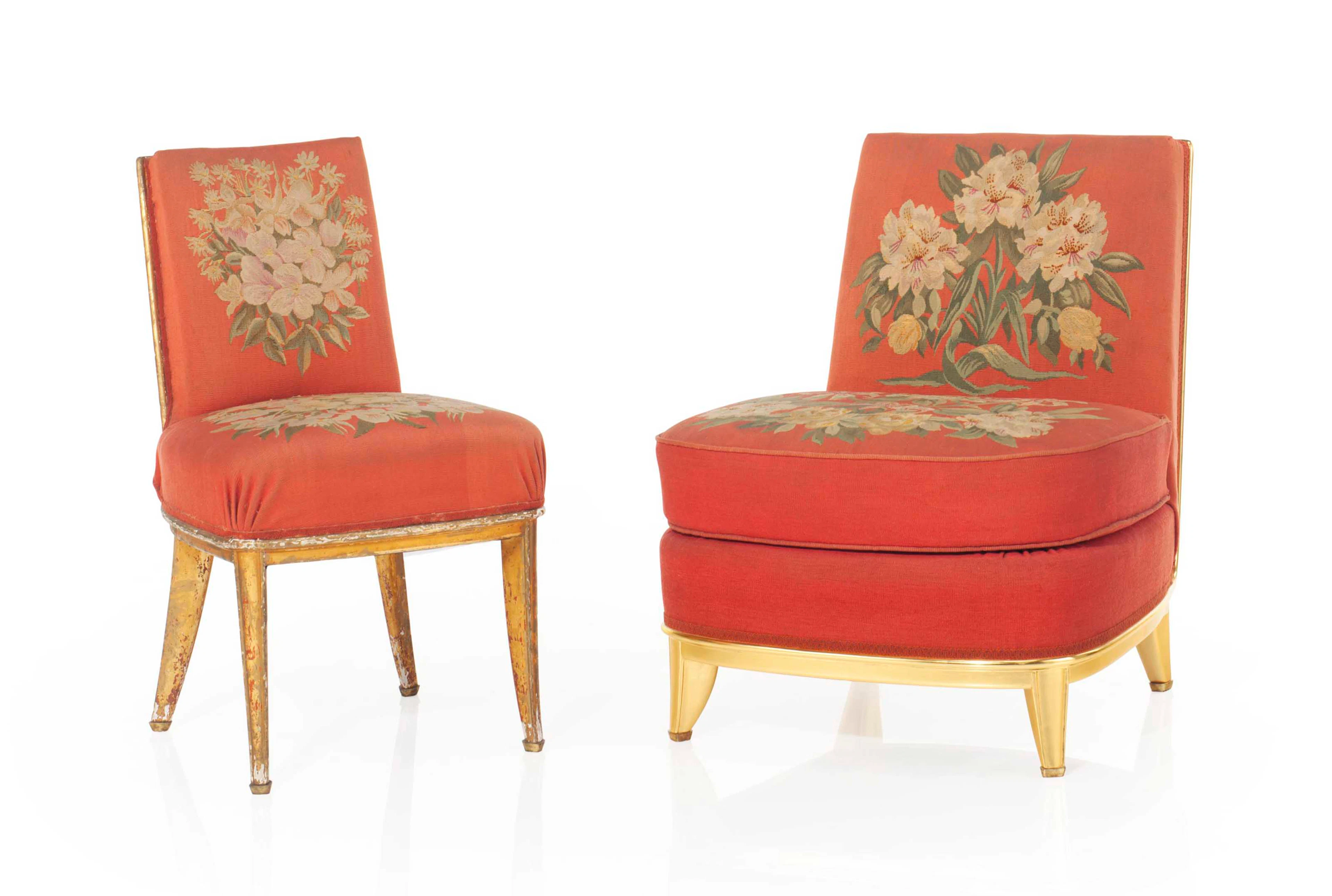 A LOW CHAIR AND SIDE CHAIR FOR THE GRAND SALON OF NORMANDIE, CIRCA 1934