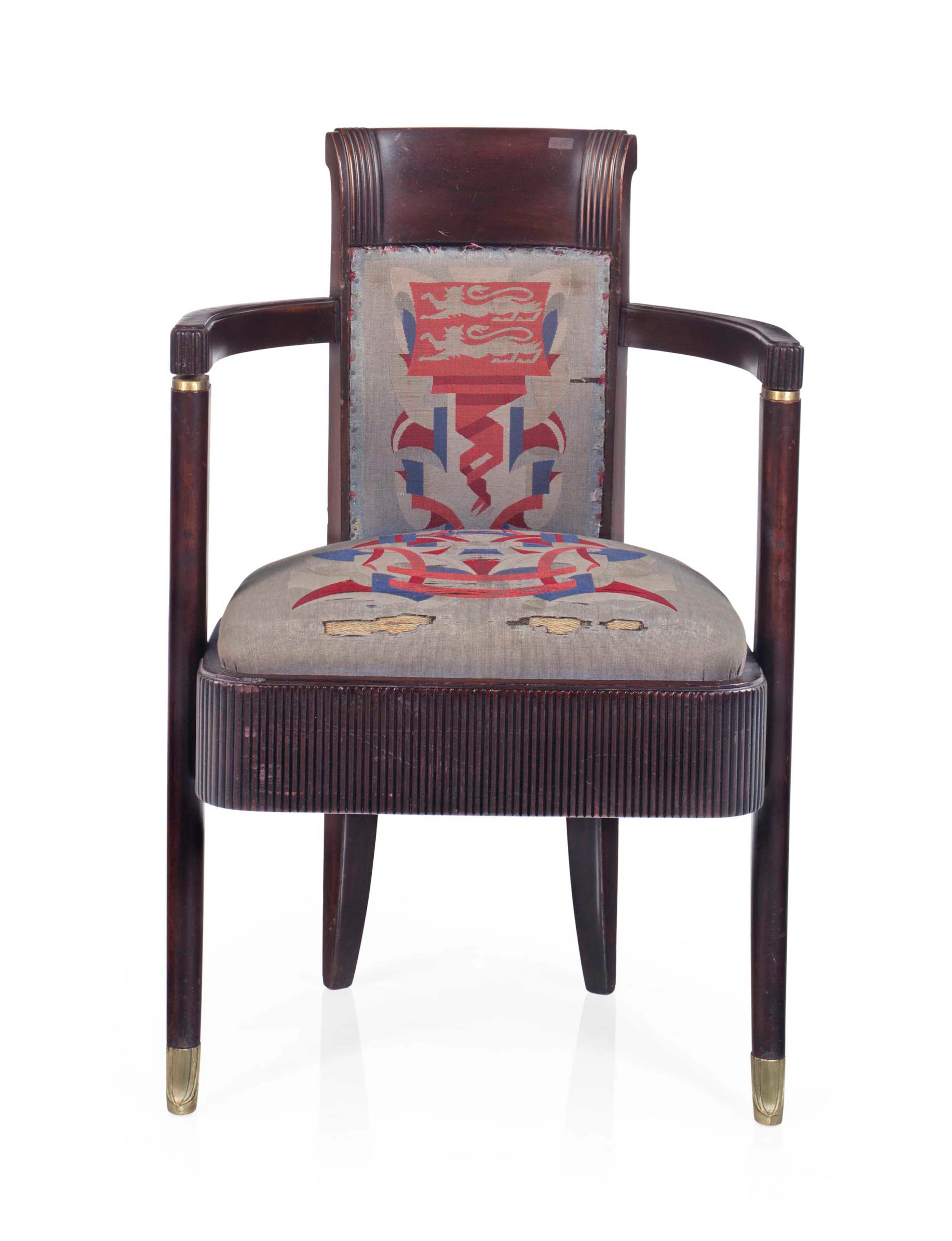 A CHAIR FROM THE FIRST CLASS DINING ROOM OF NORMANDIE, CIRCA 1934