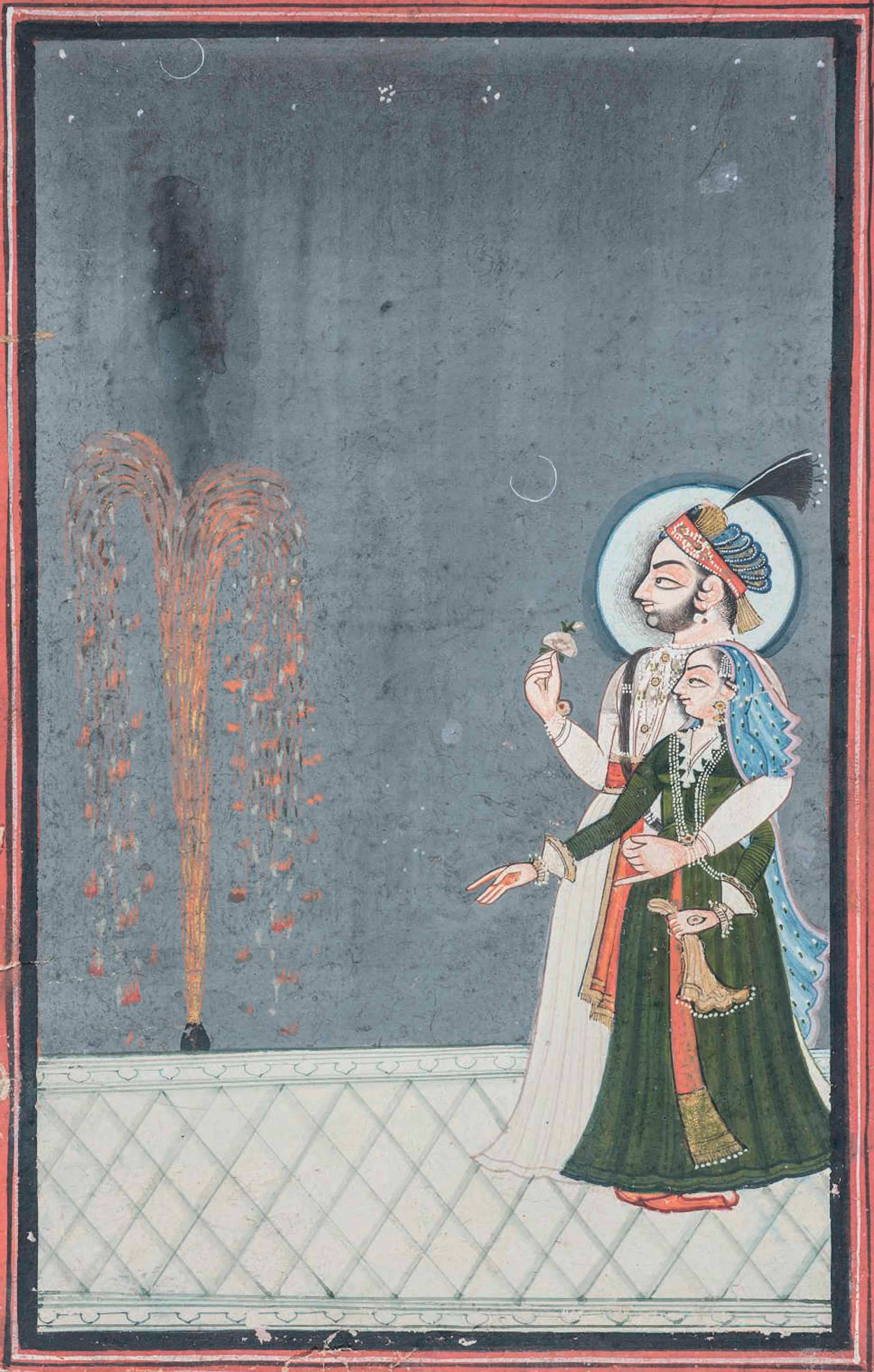 A Raja and Rani Watching Fireworks