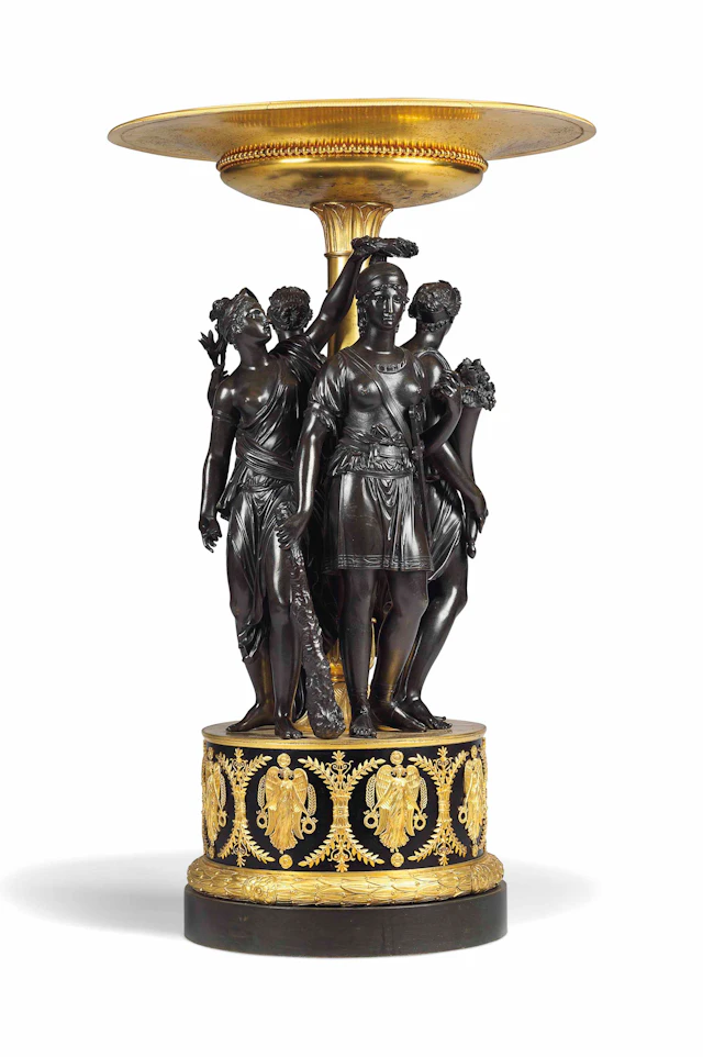 An empire ormolu and patinated-bronze centrepiece