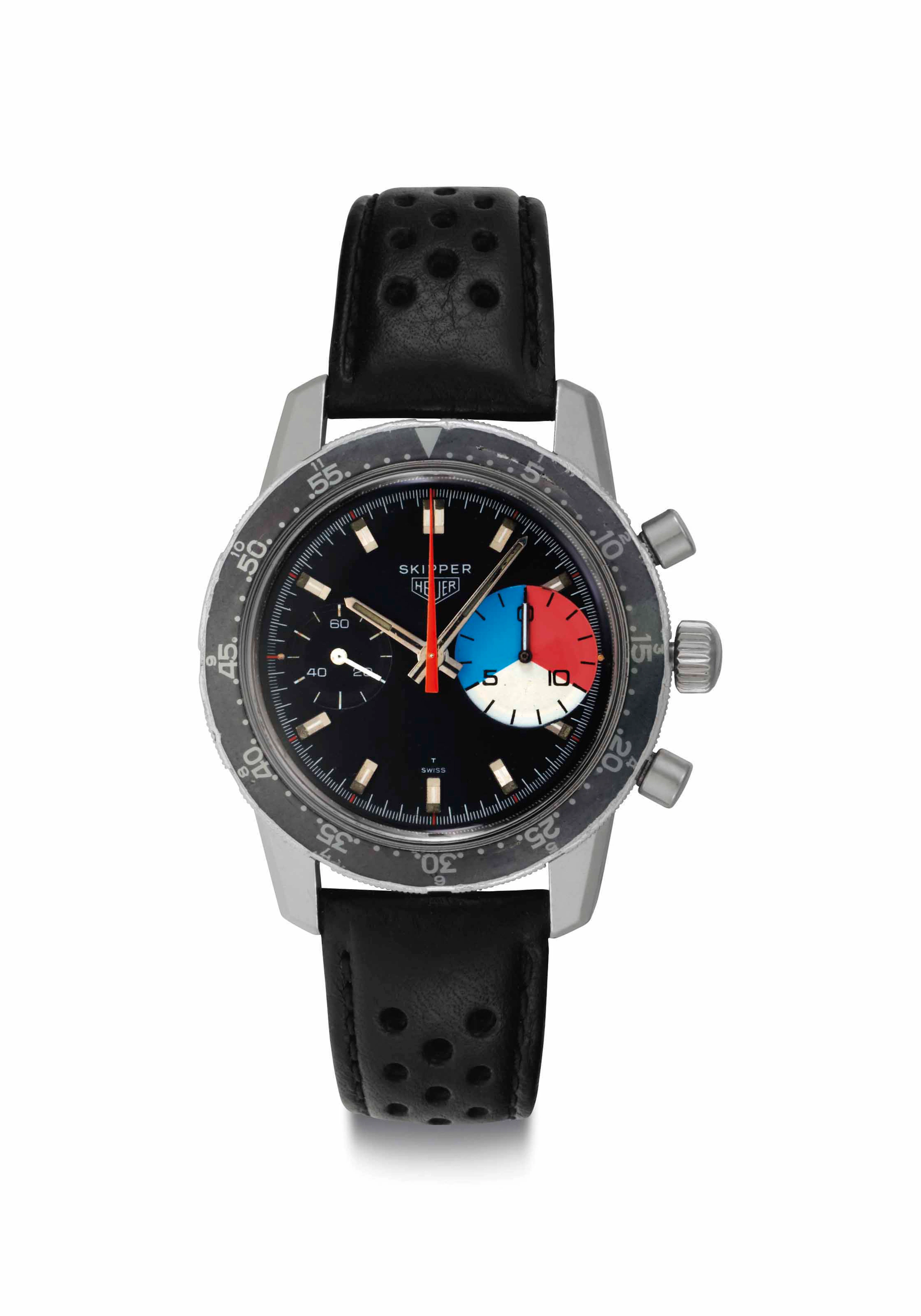 Heuer. A Fine Stainless Steel Chronograph Wristwatch