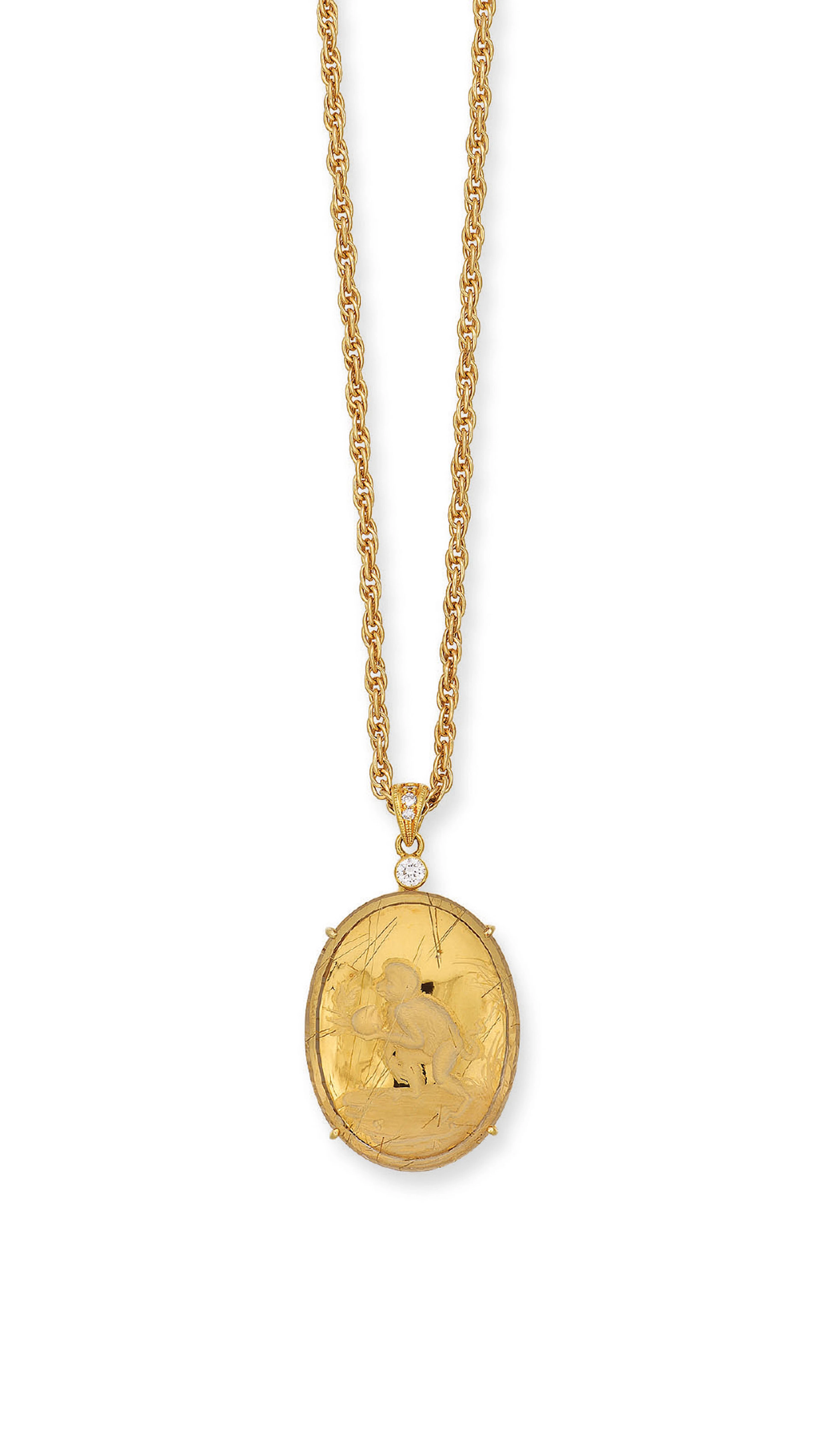 A QUARTZ AND DIAMOND PENDANT NECKLACE, BY WALLACE CHAN
