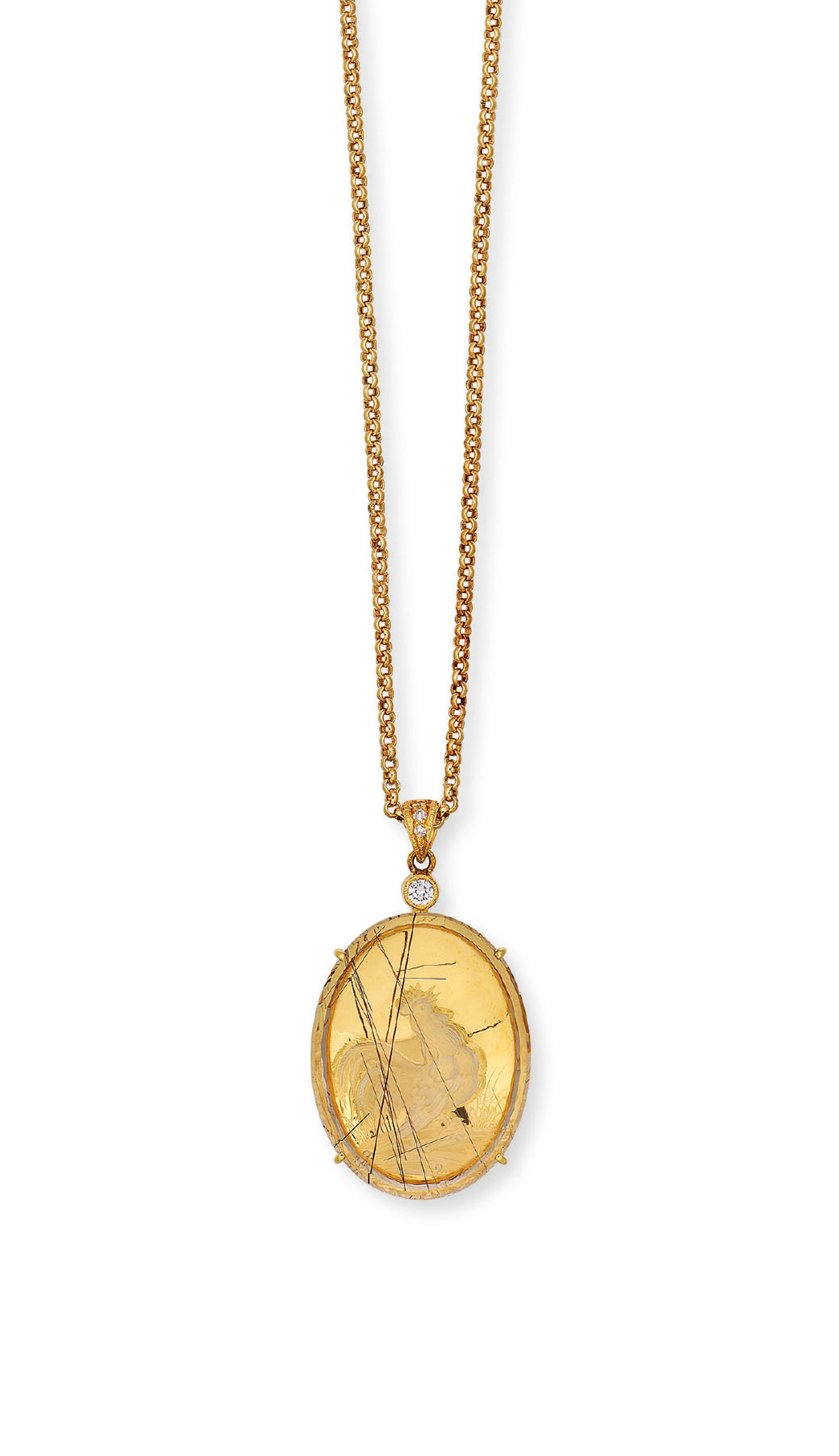 A QUARTZ AND DIAMOND PENDANT NECKLACE, BY WALLACE CHAN