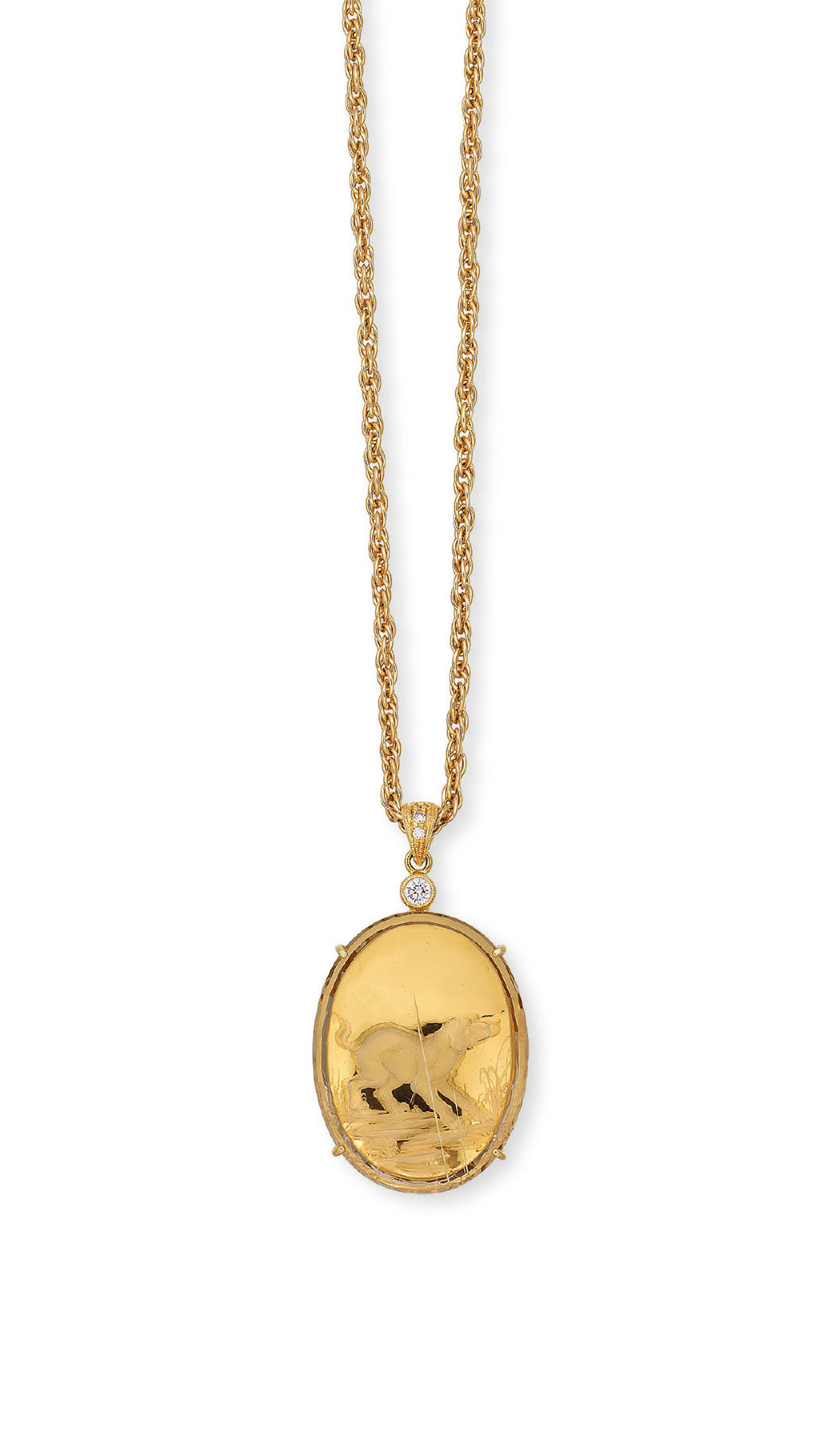 A QUARTZ AND DIAMOND PENDANT NECKLACE, BY WALLACE CHAN