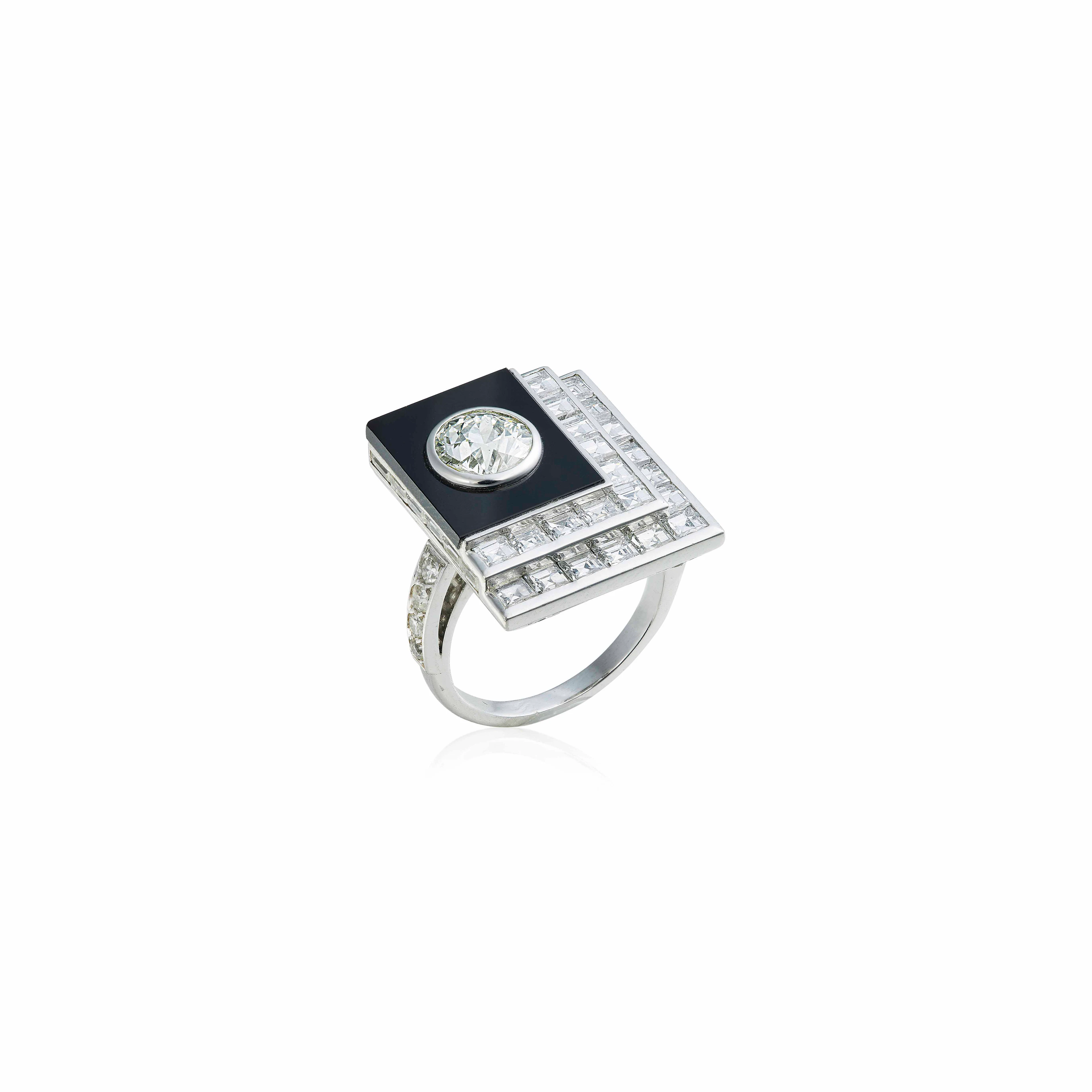 AN ART DÉCO DIAMOND AND ONYX RING, BY GEORGES FOUQUET