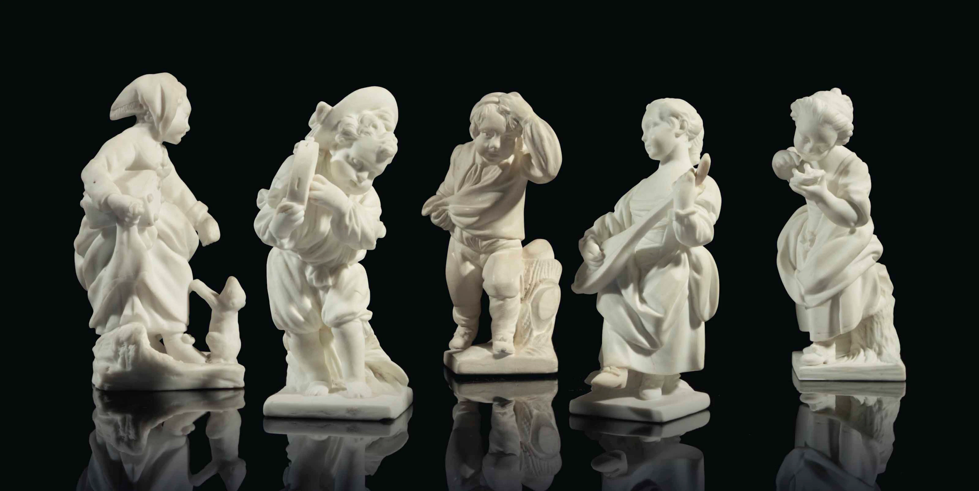 Five sevres biscuit porcelain figures