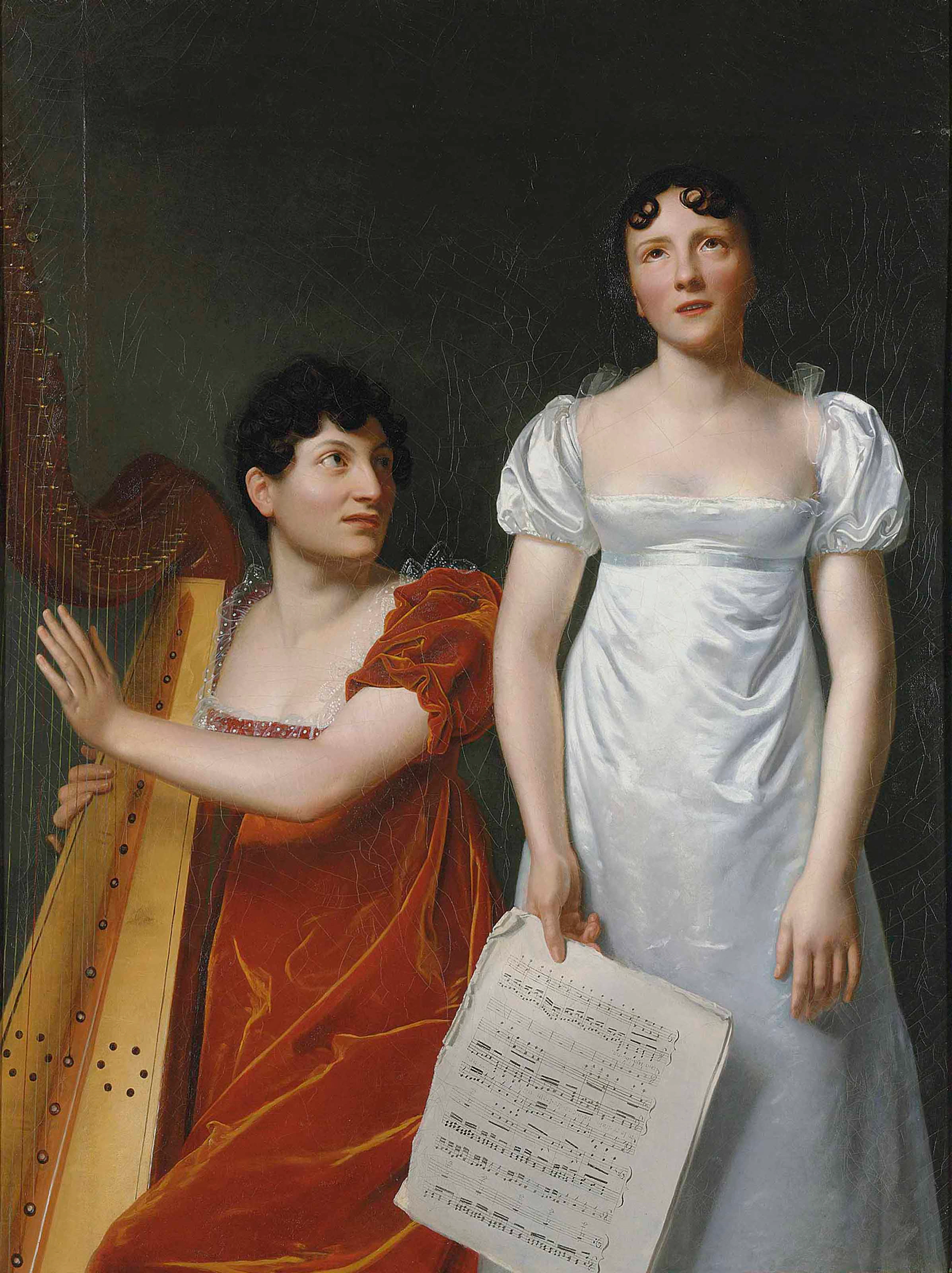 Portrait of a harpist and a singer
