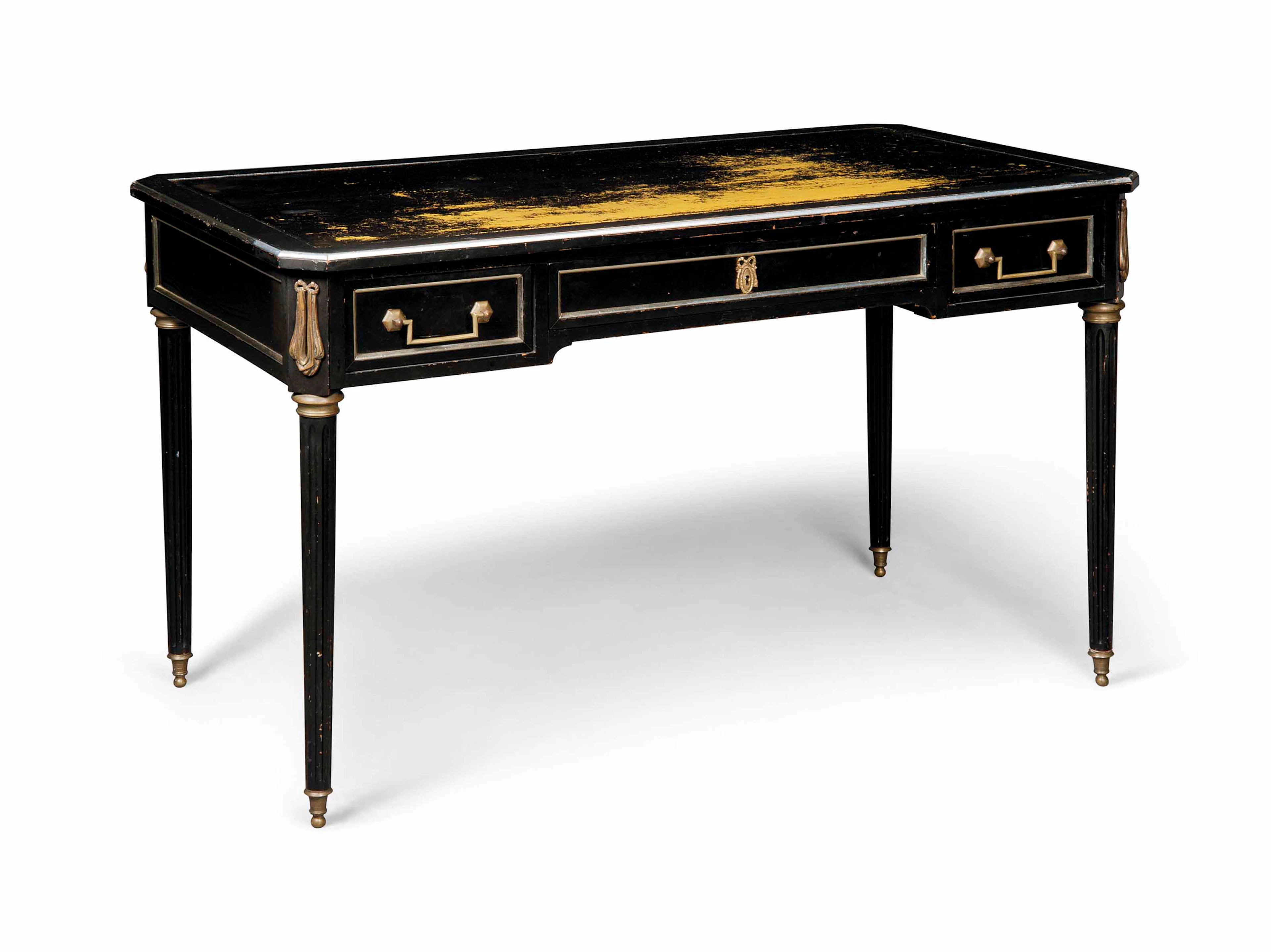 A french metal-mounted ebonised bureau