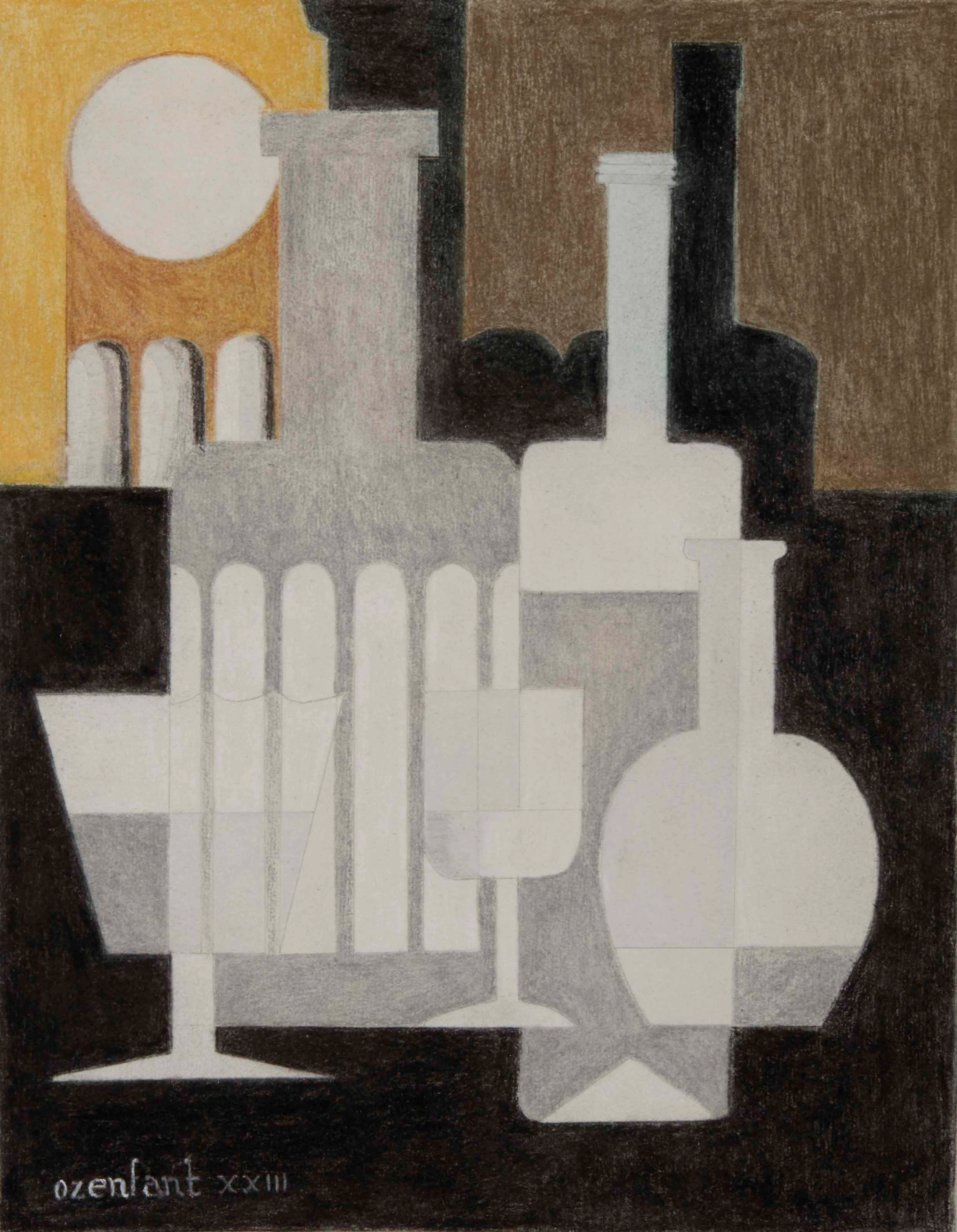 Nature morte puriste aux deux verres