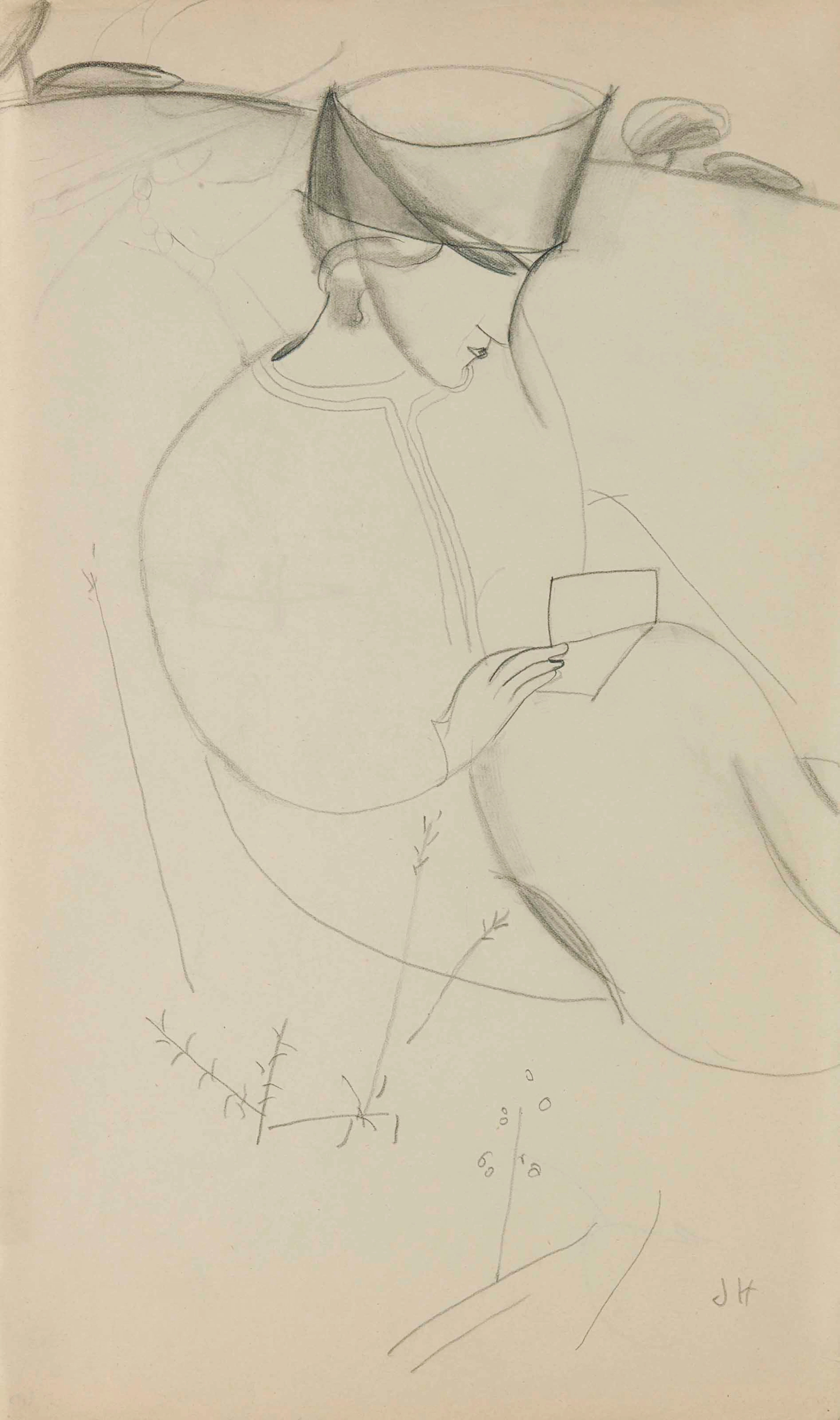 Femme au chapeau dans un paysage (recto); Étude de femme au chapeau (verso)