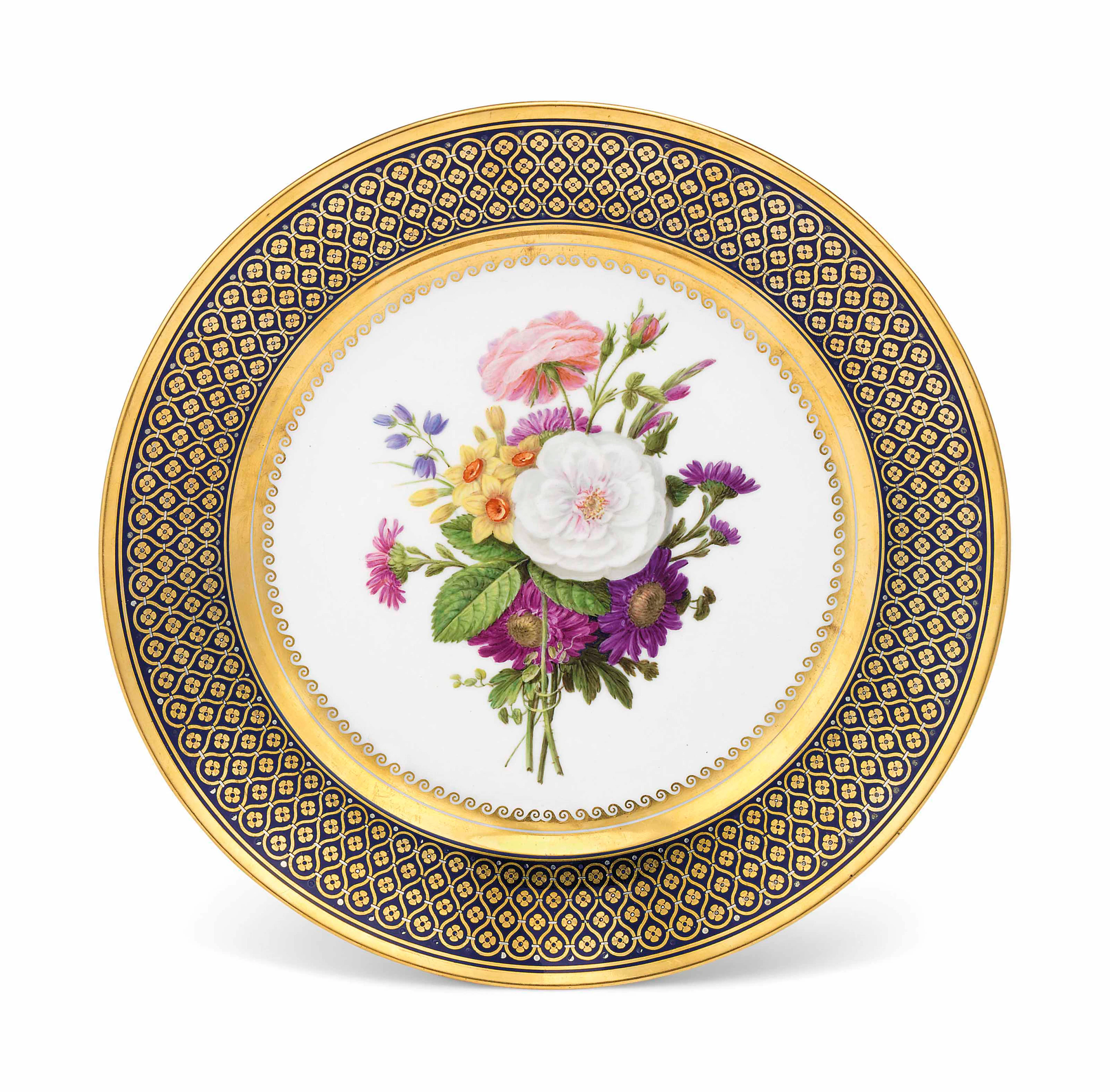 A sevres beau bleu-ground dessert-plate (plat ordinaire) from...