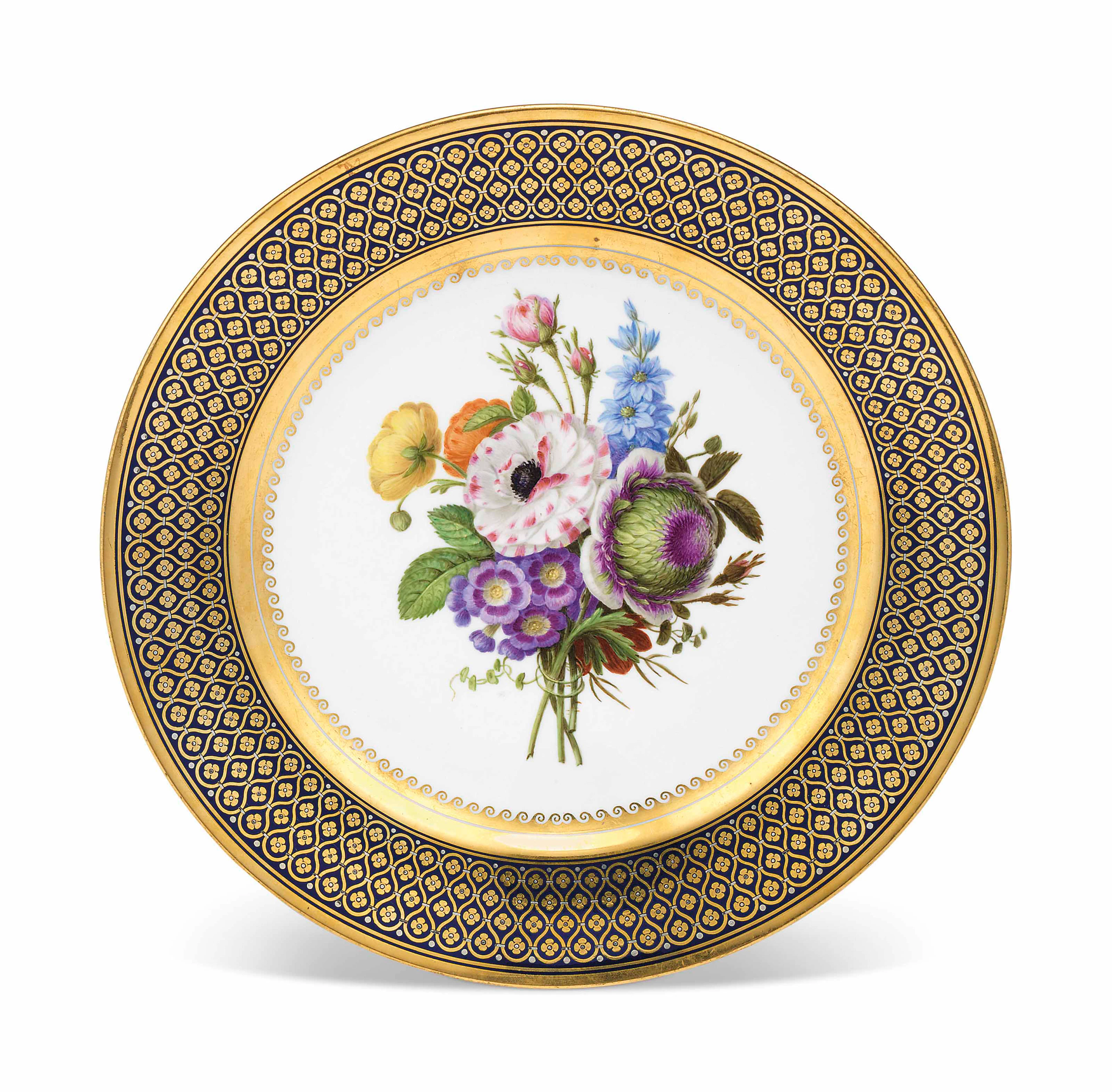 A sevres beau bleu-ground dessert-plate (plat ordinaire) from...