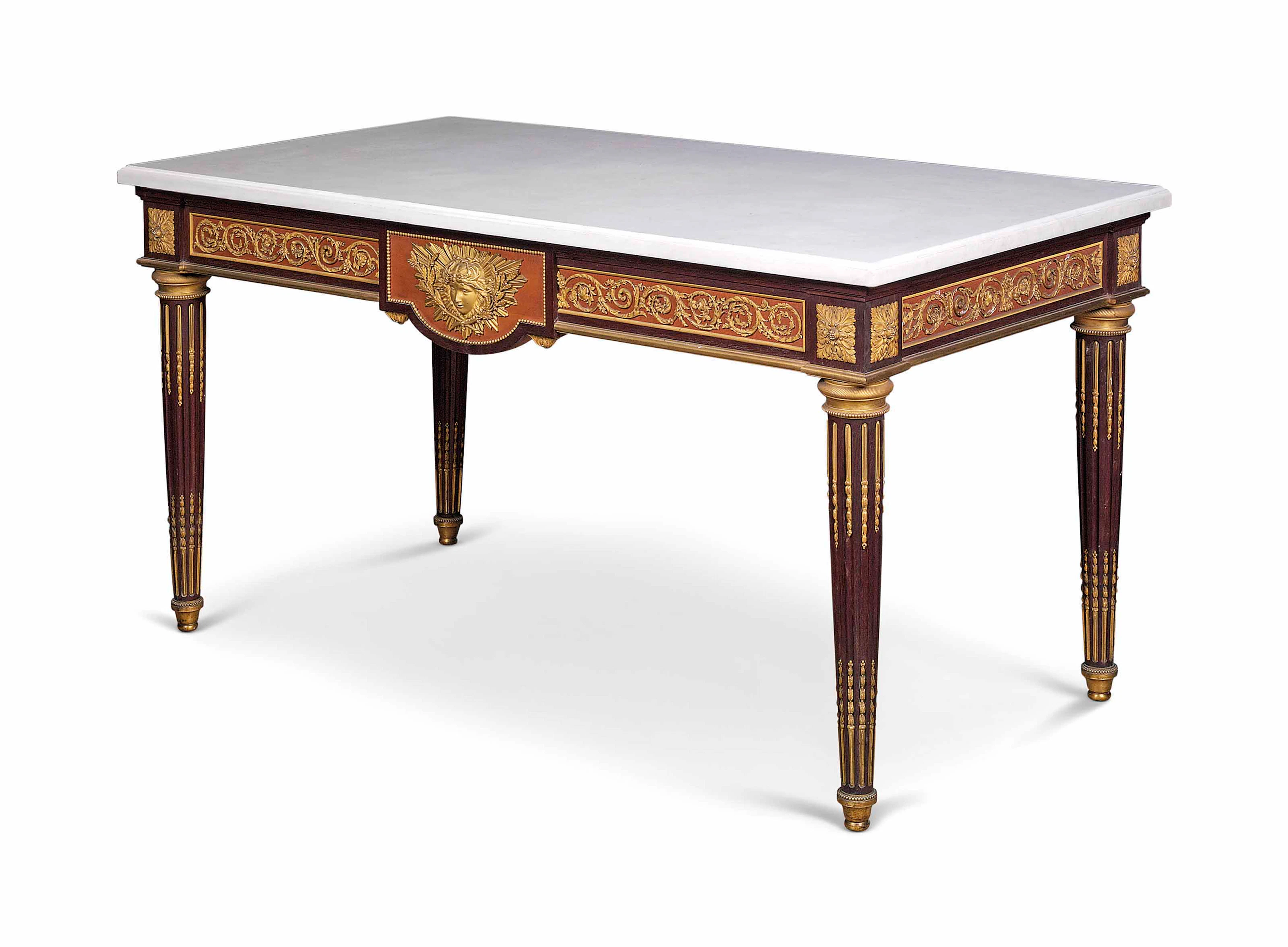 A french ormolu-mounted amaranth and plane centre table