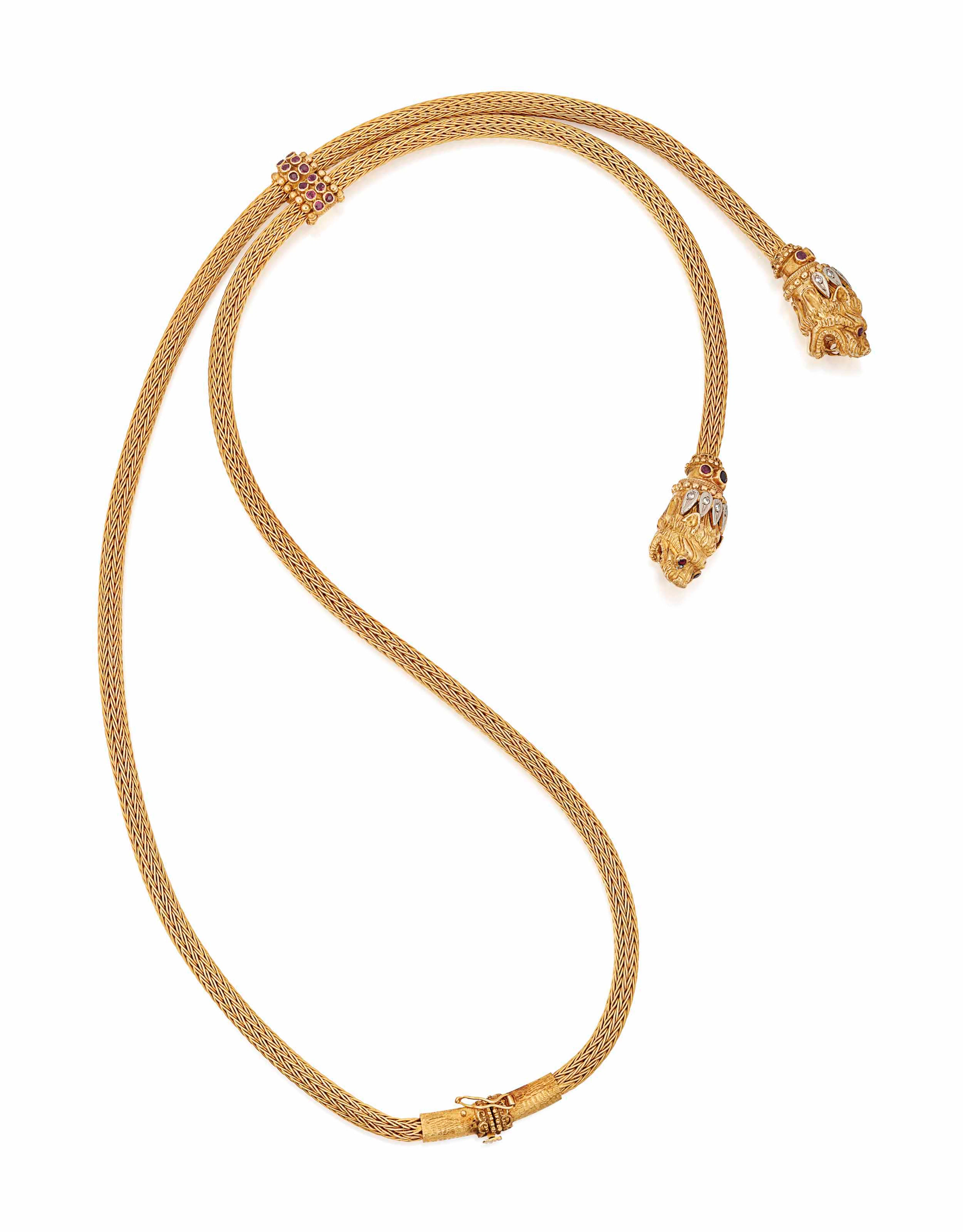 Ruby, sapphire and diamond necklace, lalaounis