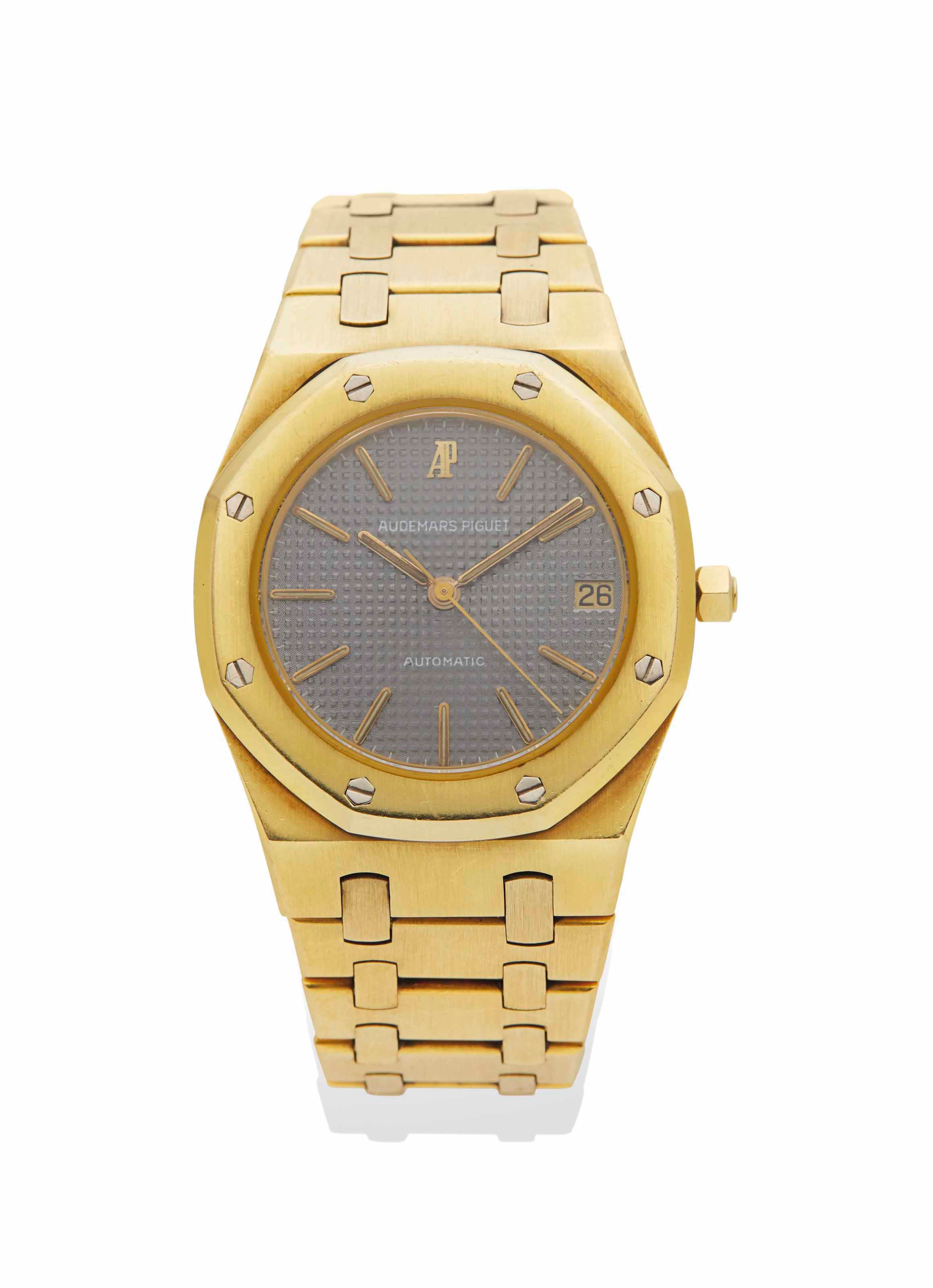 Montre bracelet d'homme ''royal oak'' en or, par audemars piguet