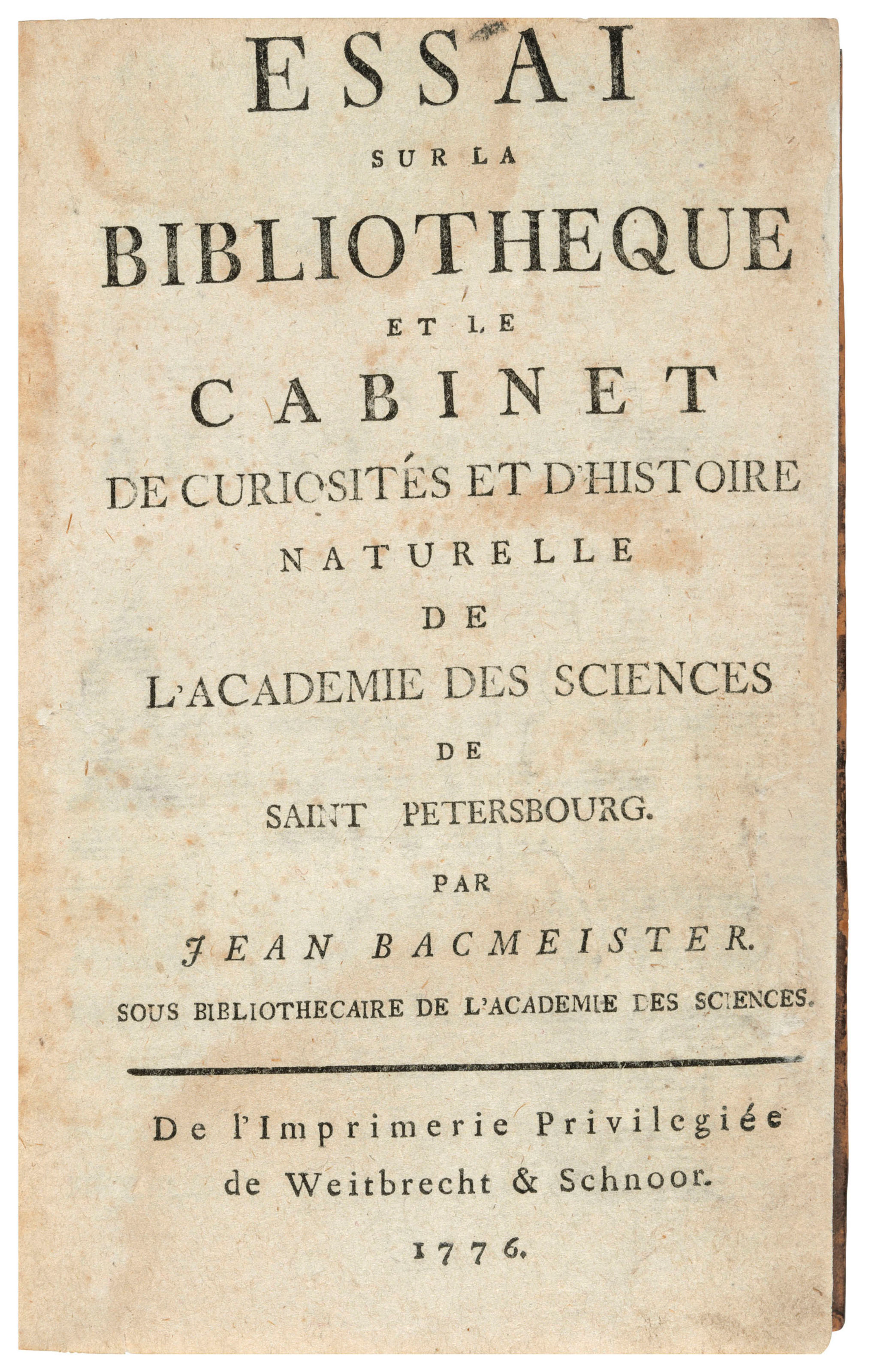 SAINT PETERSBURG ACADEMY OF SCIENCE — BACMEISTER