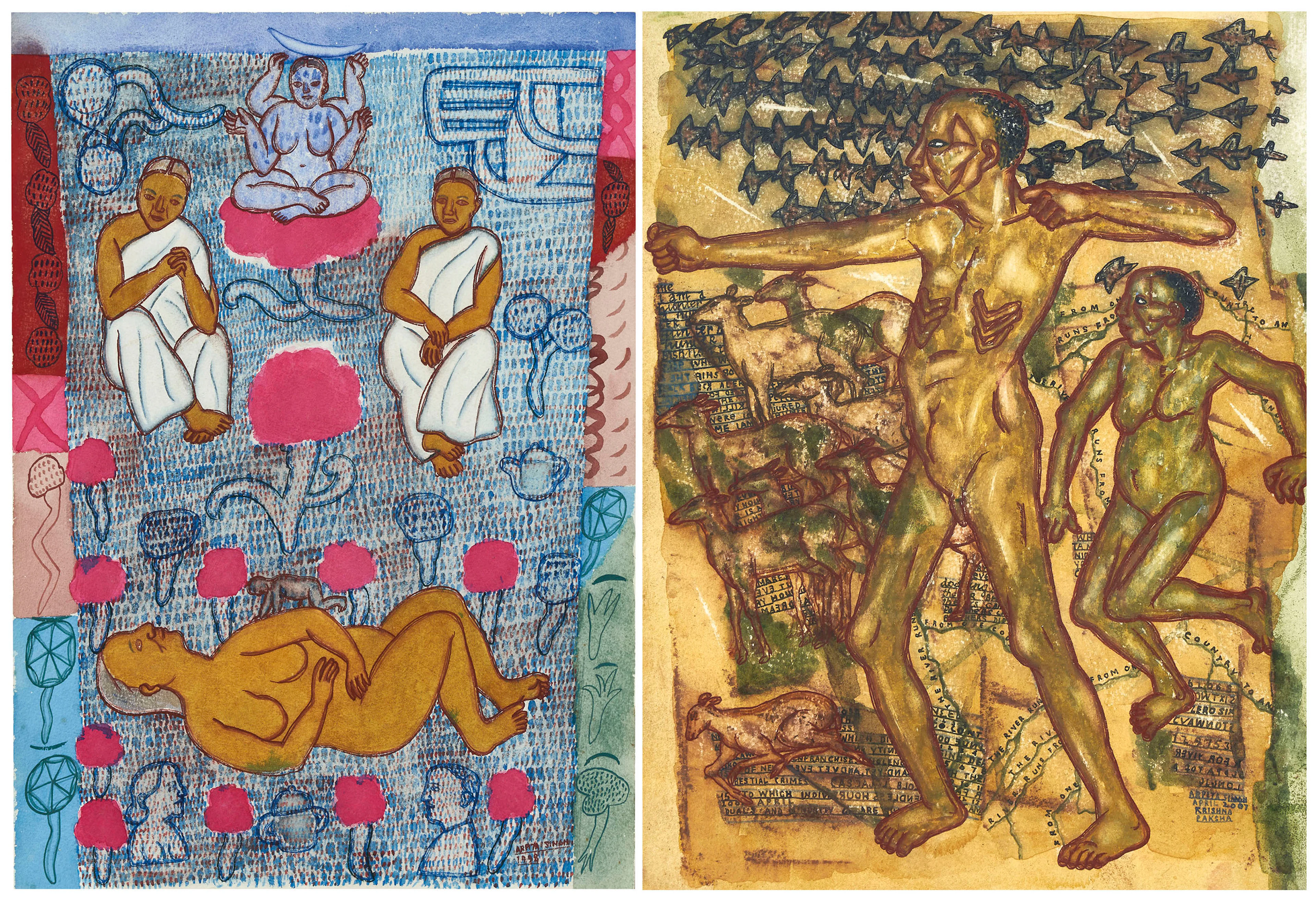 ARPITA SINGH (B. 1937) Untitled (Women); The Hunter