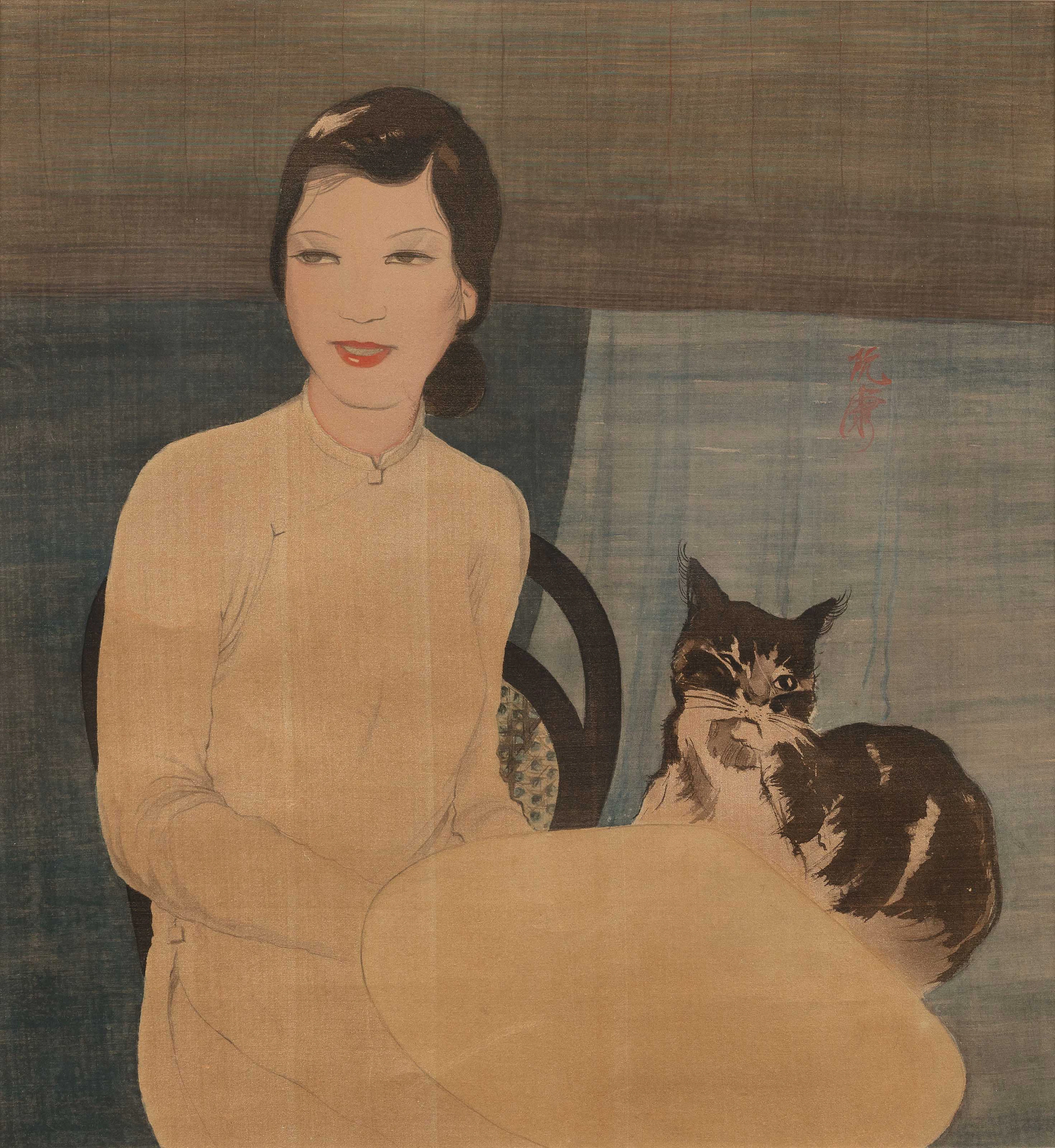 NGUYEN KHANG (VIETNAM, 1912-1989) Lady with a Cat