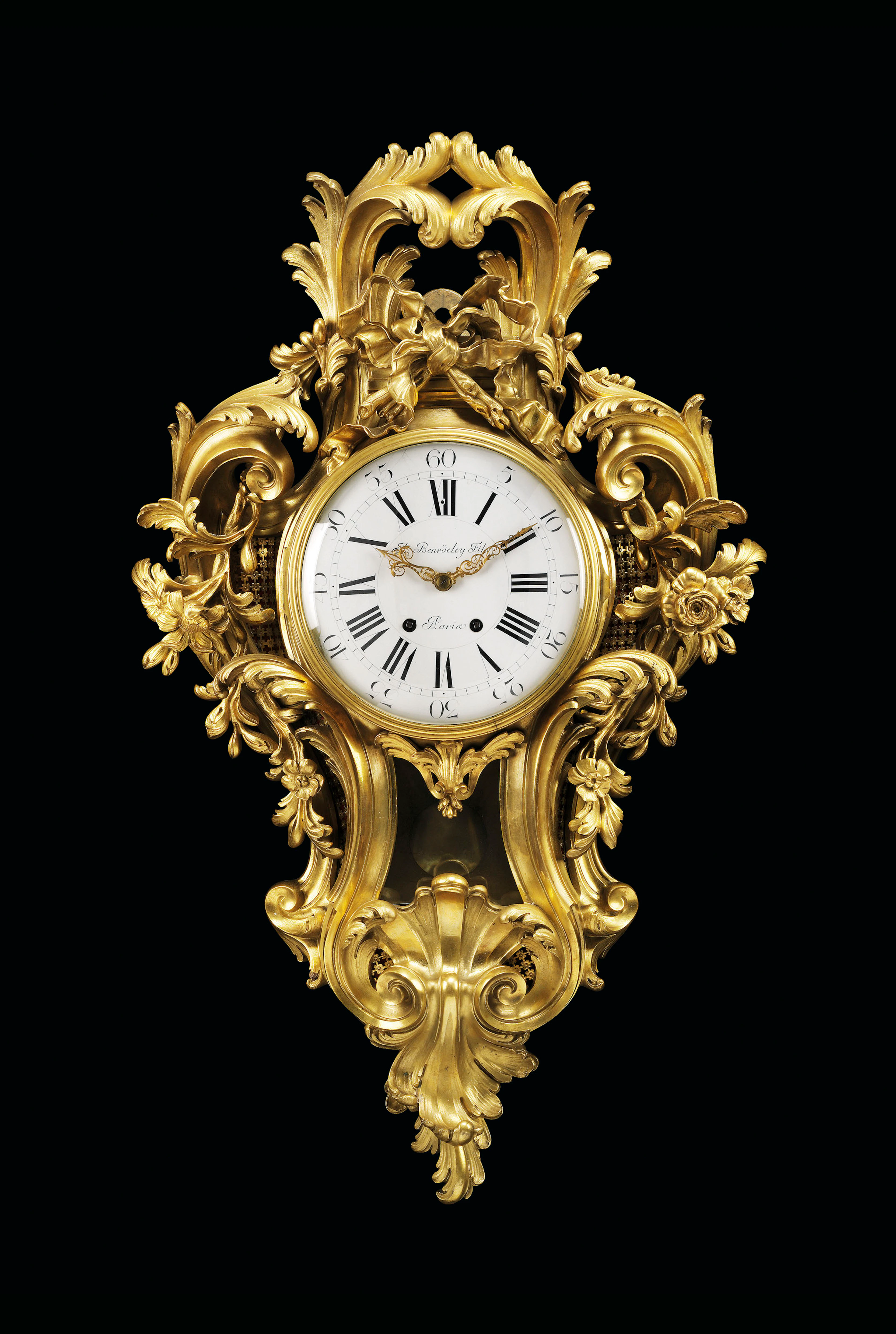 A large french ormolu cartel clock