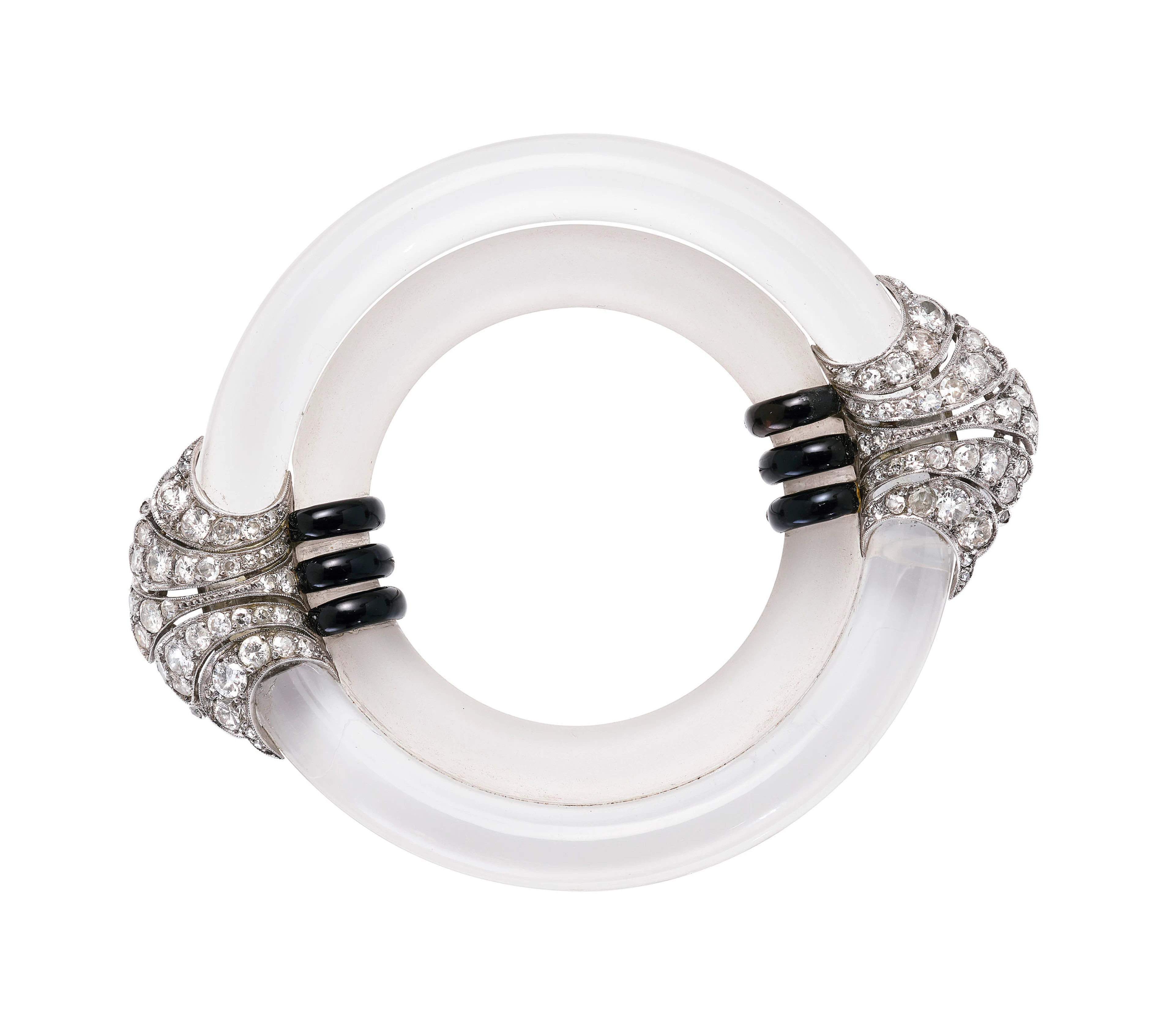 ART DÉCO ROCK CRYSTAL, DIAMOND AND ENAMEL BROOCH, GEORGES FO...