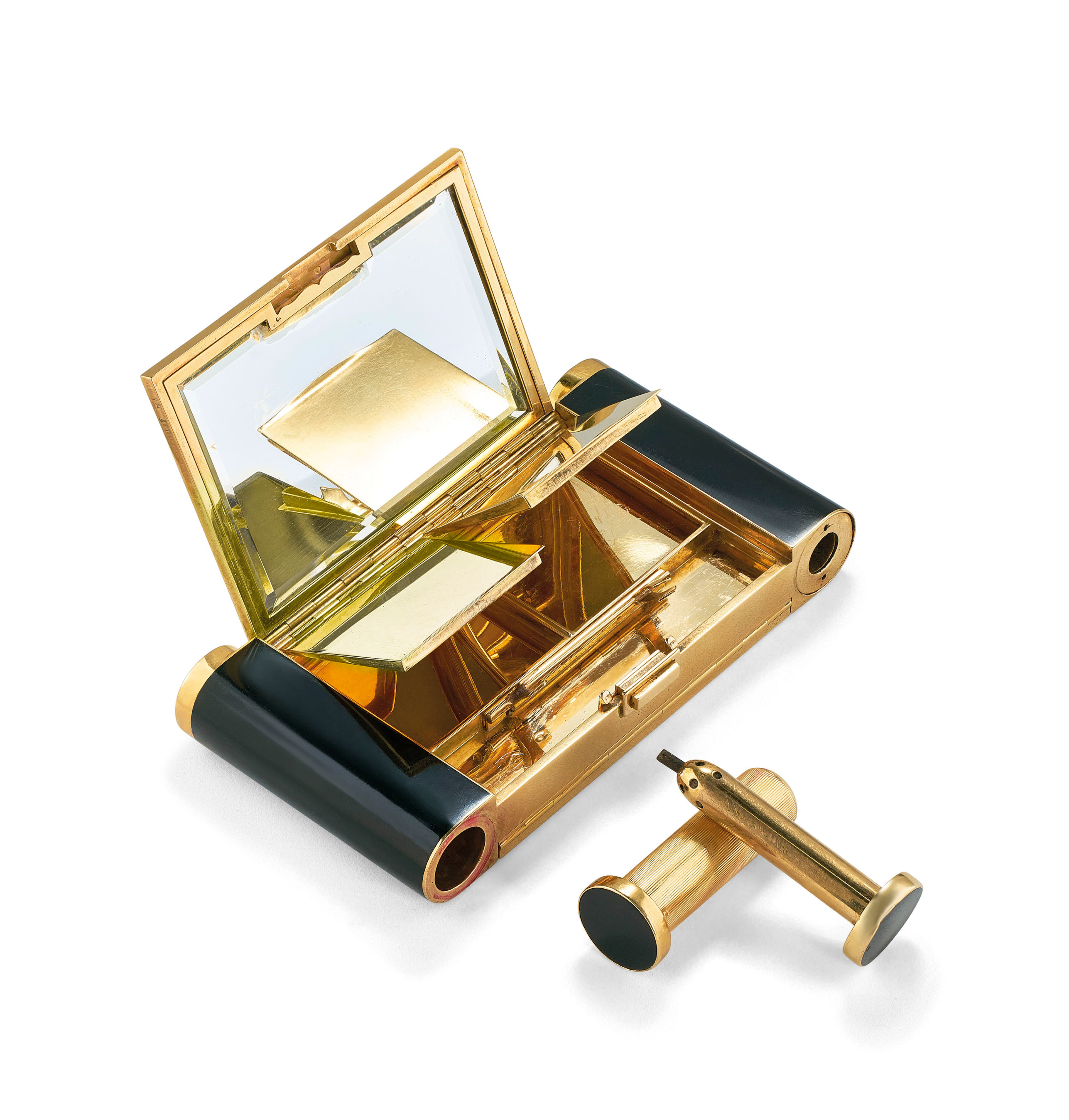 Art déco gold and enamel vanity case, jean fouquet