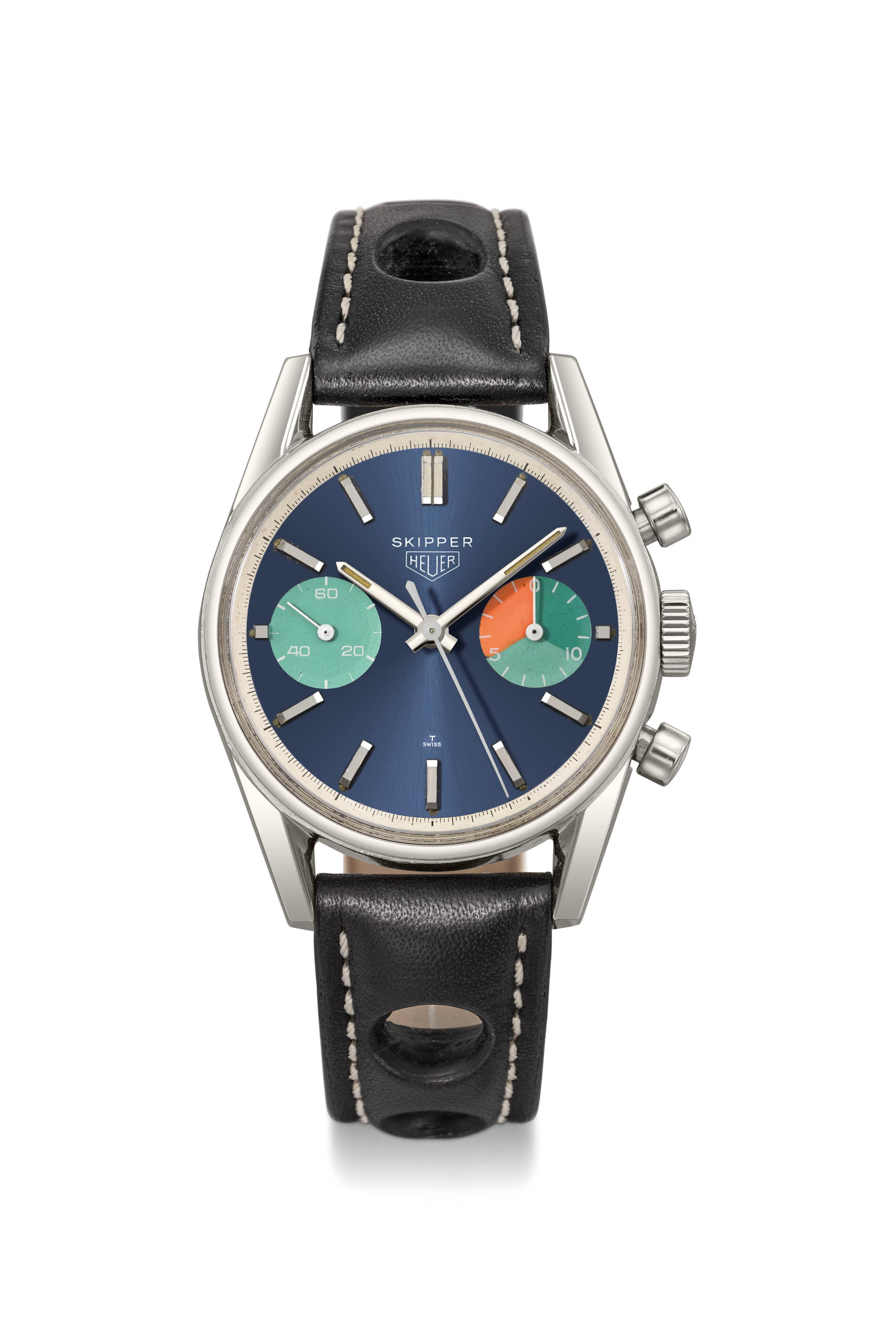 Heuer. An extremely rare stainless steel chronograph...