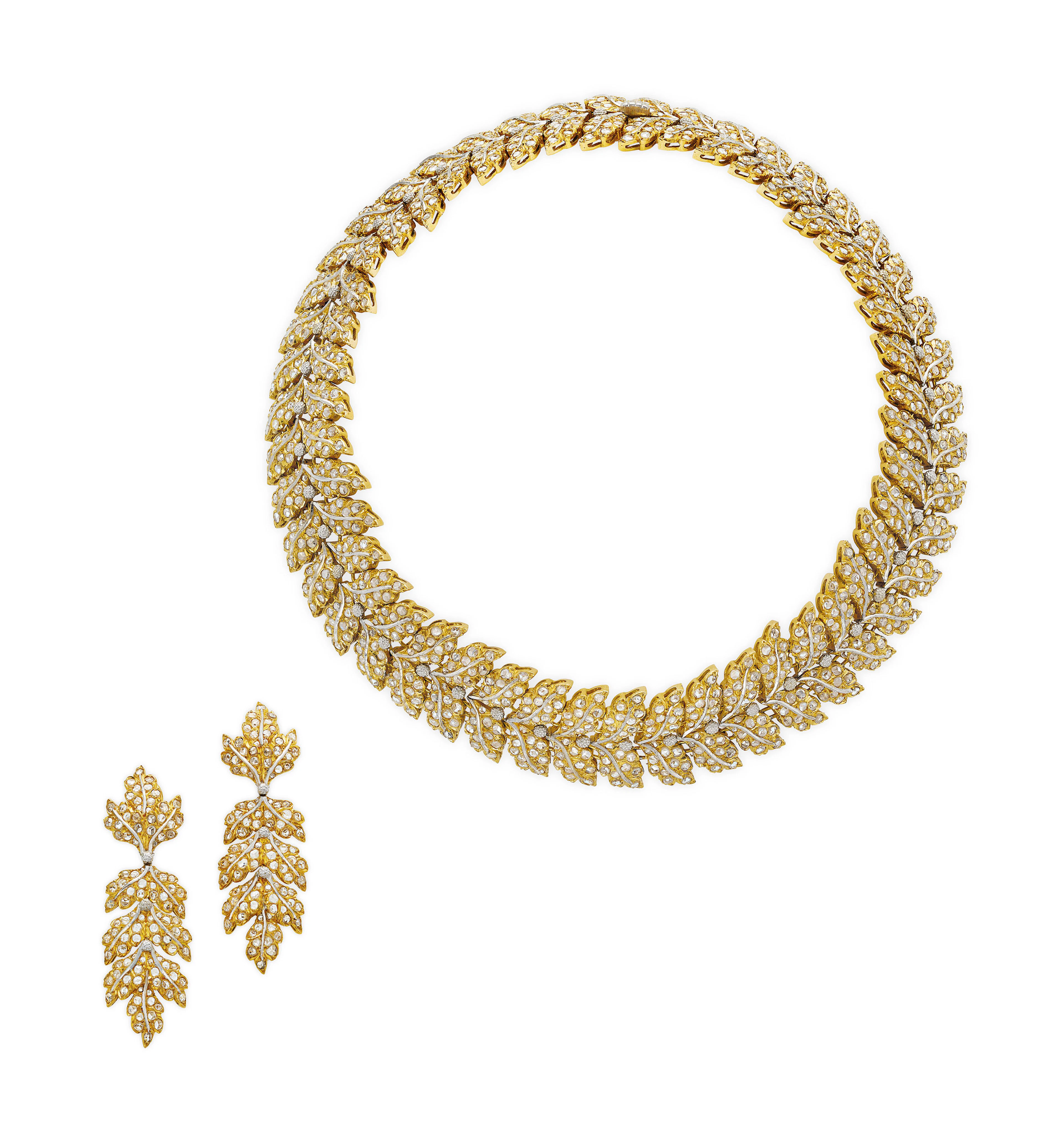 SET OF DIAMOND AND BI-COLORED GOLD, BUCCELLATI