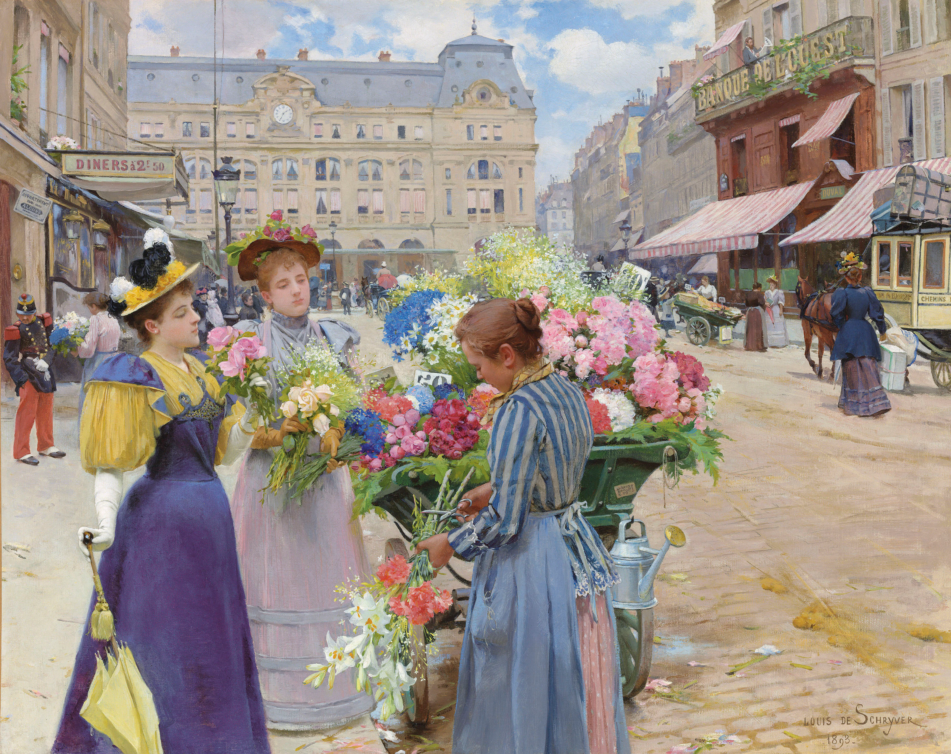 Marchand de fleurs, la rue du Havre, Paris