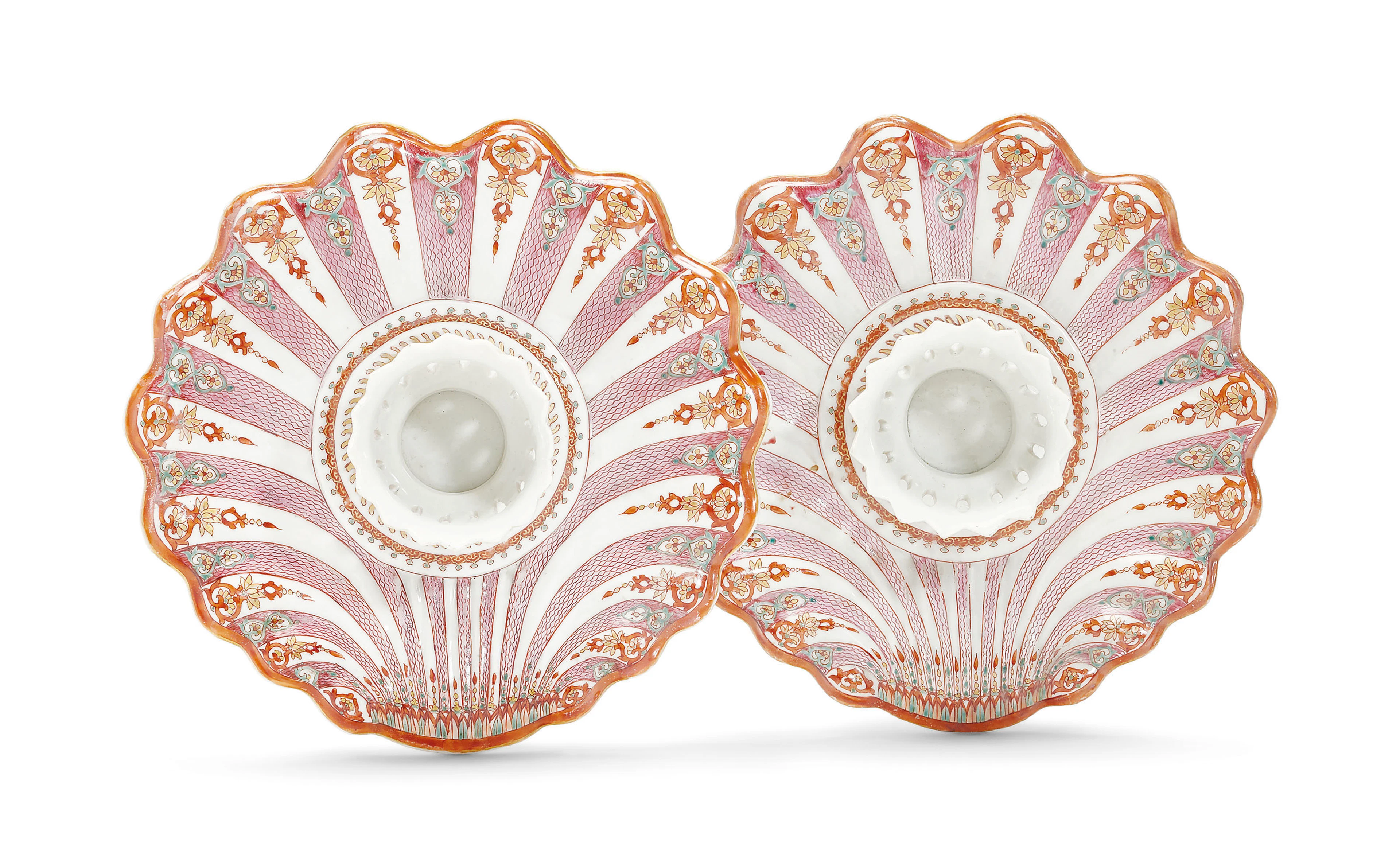 A pair of famille rose mancerinas