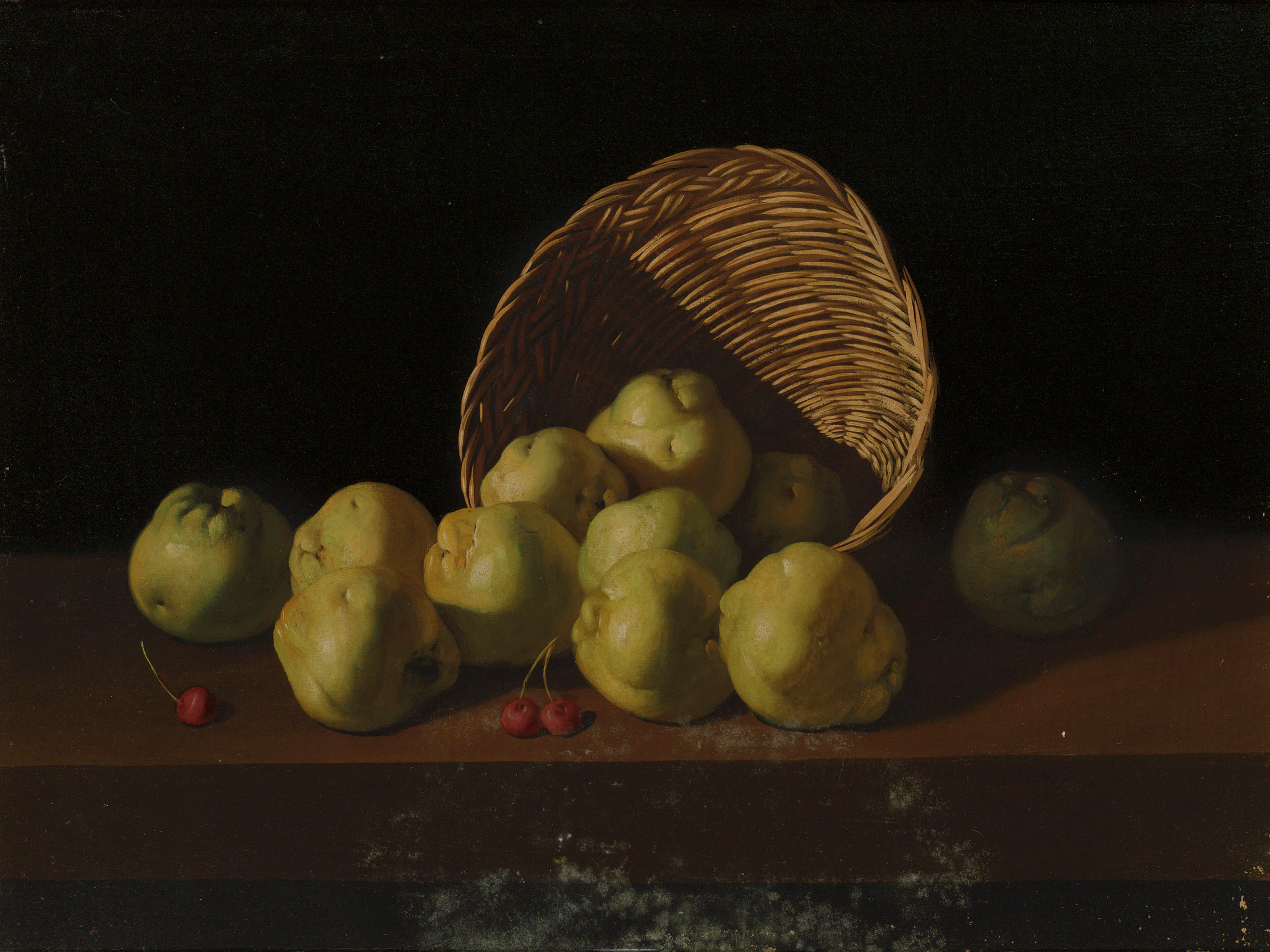 Still life with quinces in a basket