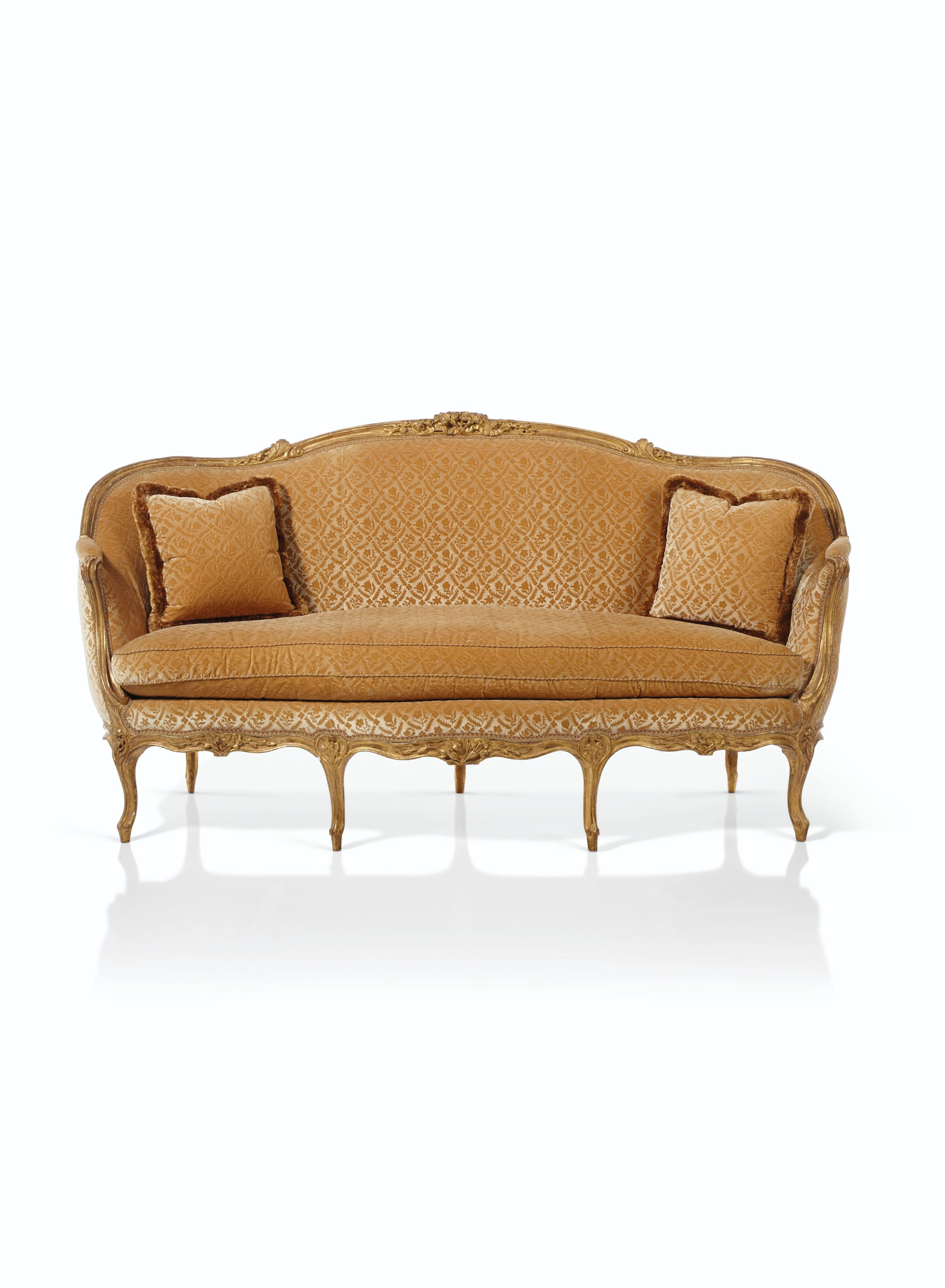 A LOUIS XV GILTWOOD CANAPE EN CORBEILLE