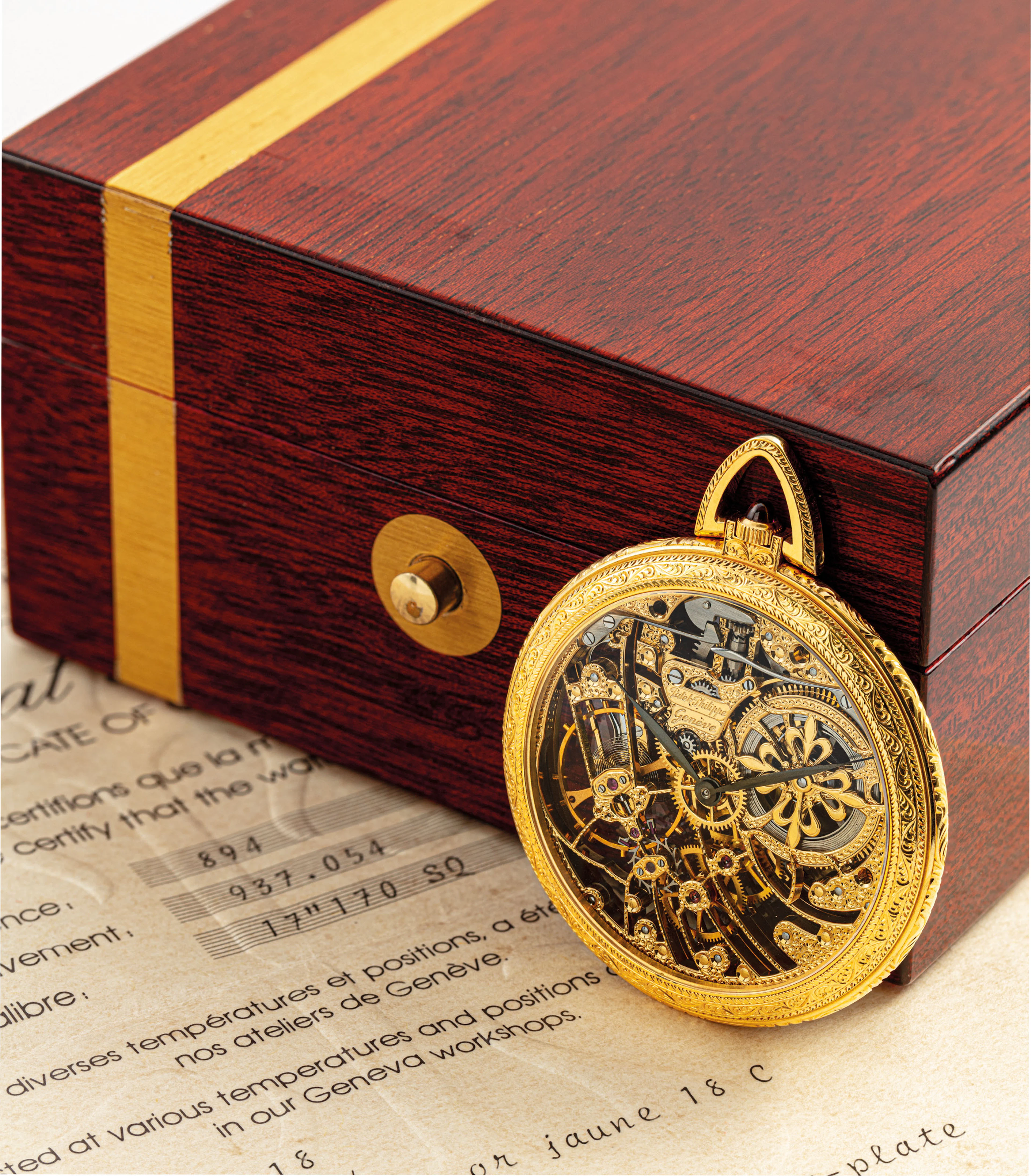 PATEK PHILIPPE. A VERY FINE AND RARE 18K GOLD OPENFACE...