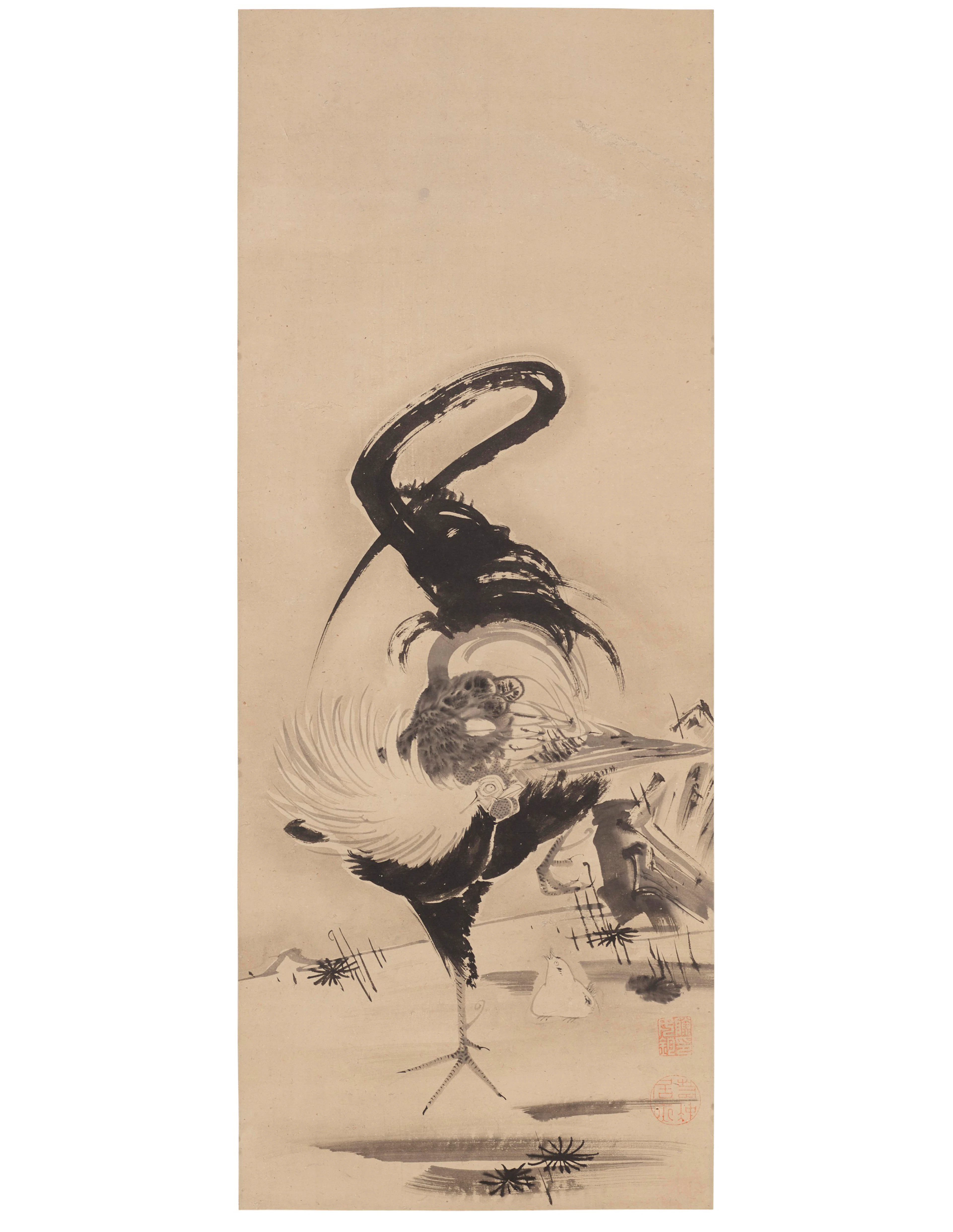 ATTRIBUTED TO ITO JAKUCHU (1716-1800) – Rooster and Chick