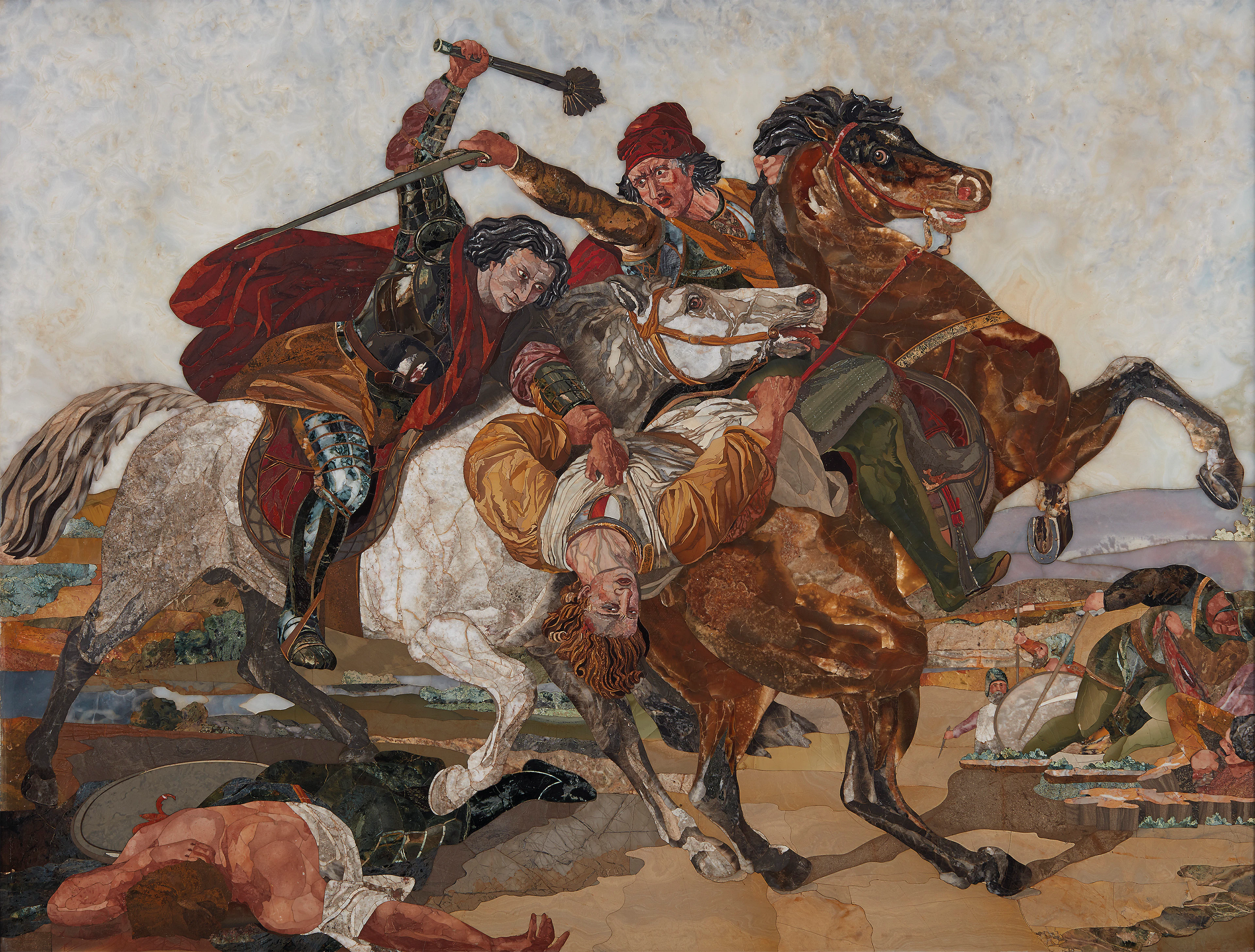 TABLEAU EN MARQUETERIE DE MARBRES DE LA SECONDE MOITIE DU XIXe SIECLE