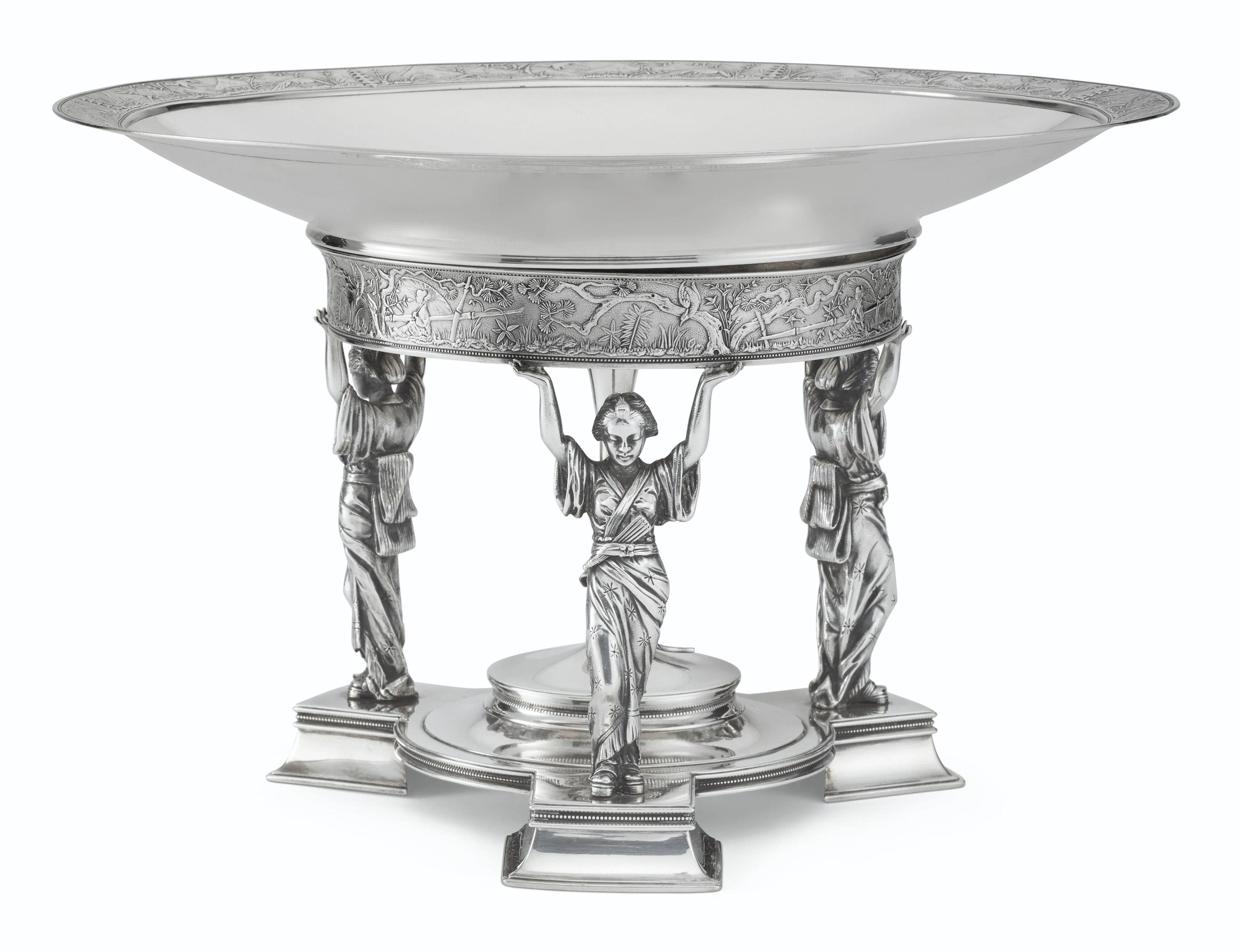 AN AMERICAN SILVER CENTERPIECE DISH