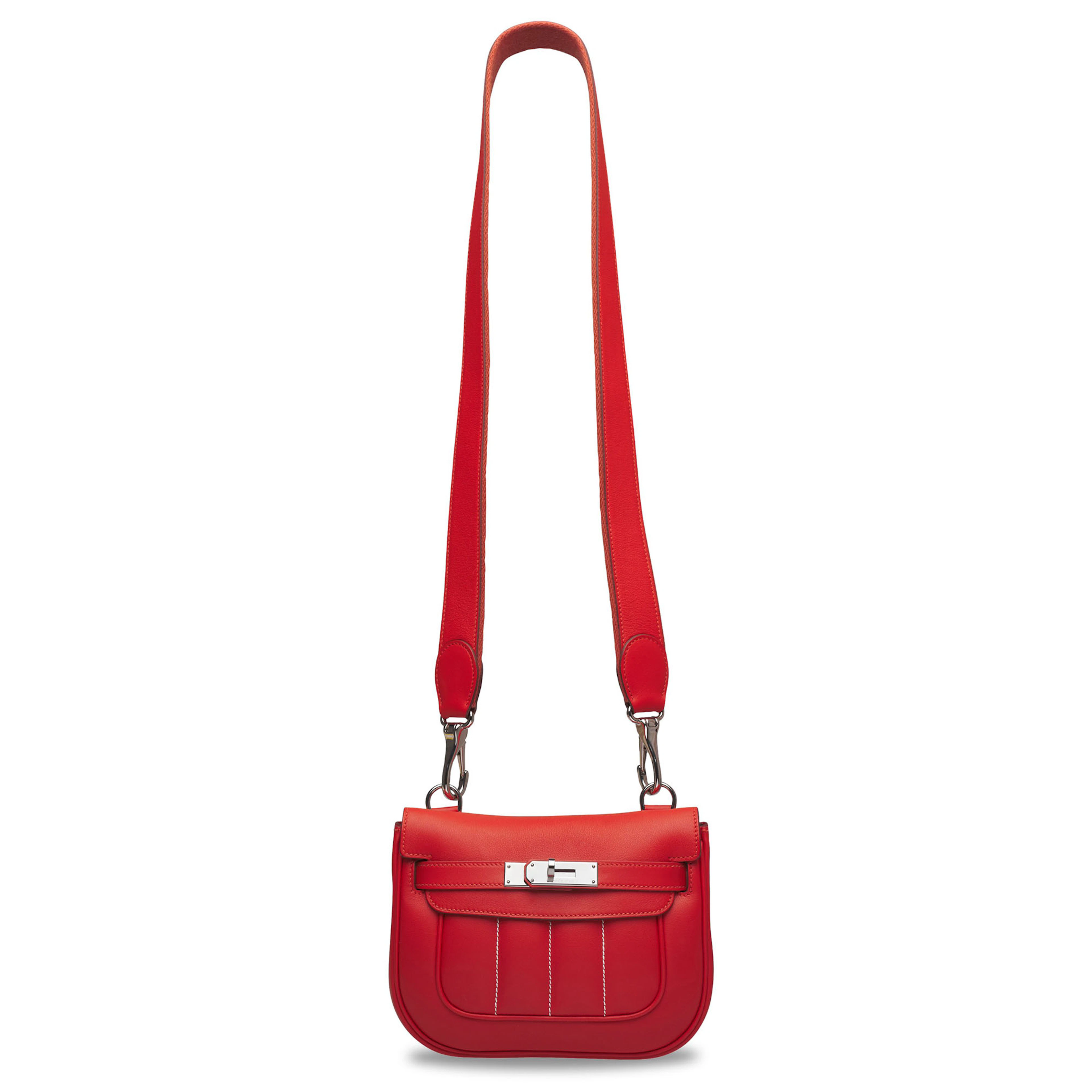 A CAPUCINE SWIFT LEATHER MINI BERLINE 21 WITH PALLADIUM HARDWARE
