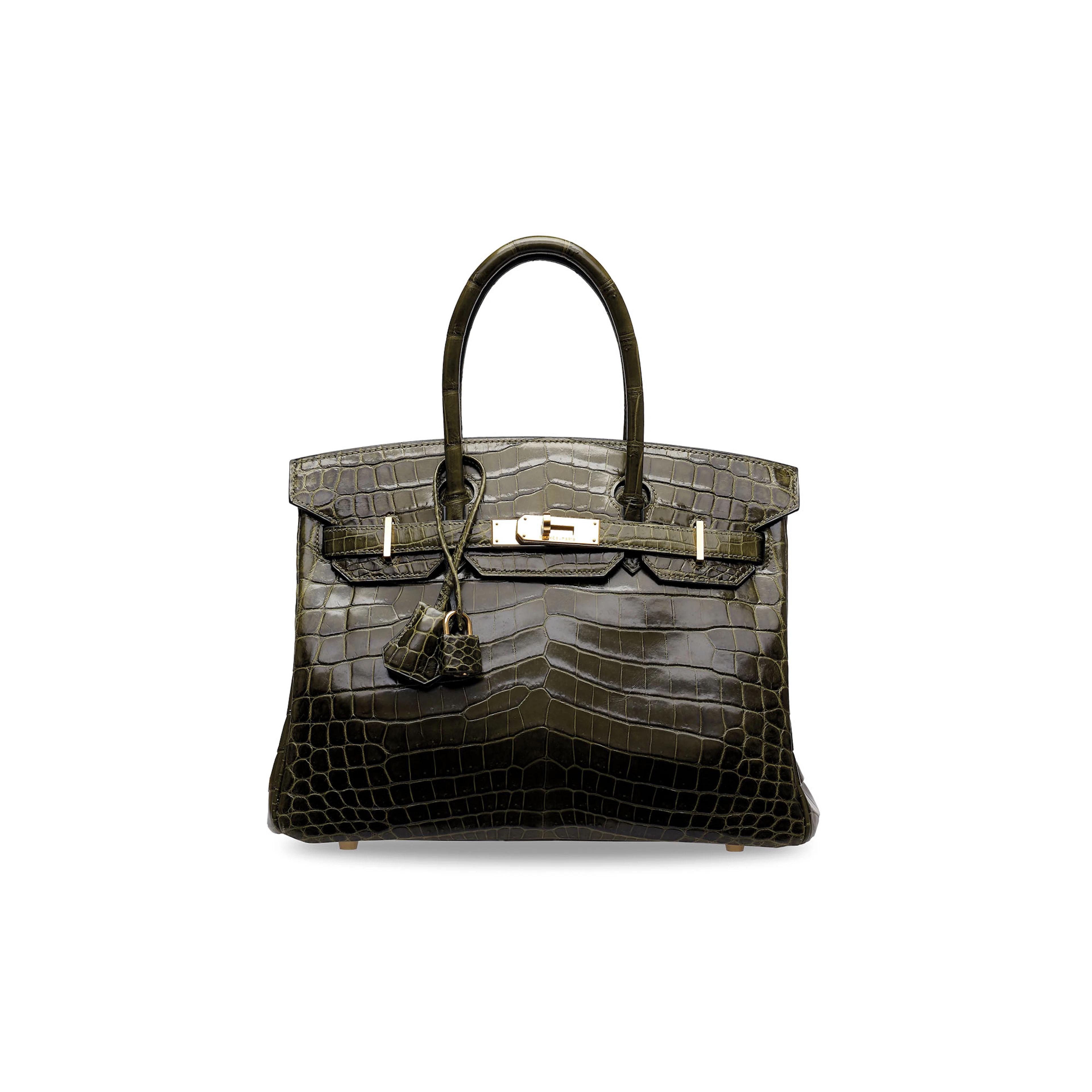 A CUSTOM SHINY VERT VÉRONÈSE NILOTICUS CROCODILE BIRKIN 30 WITH GOLD HARDWARE