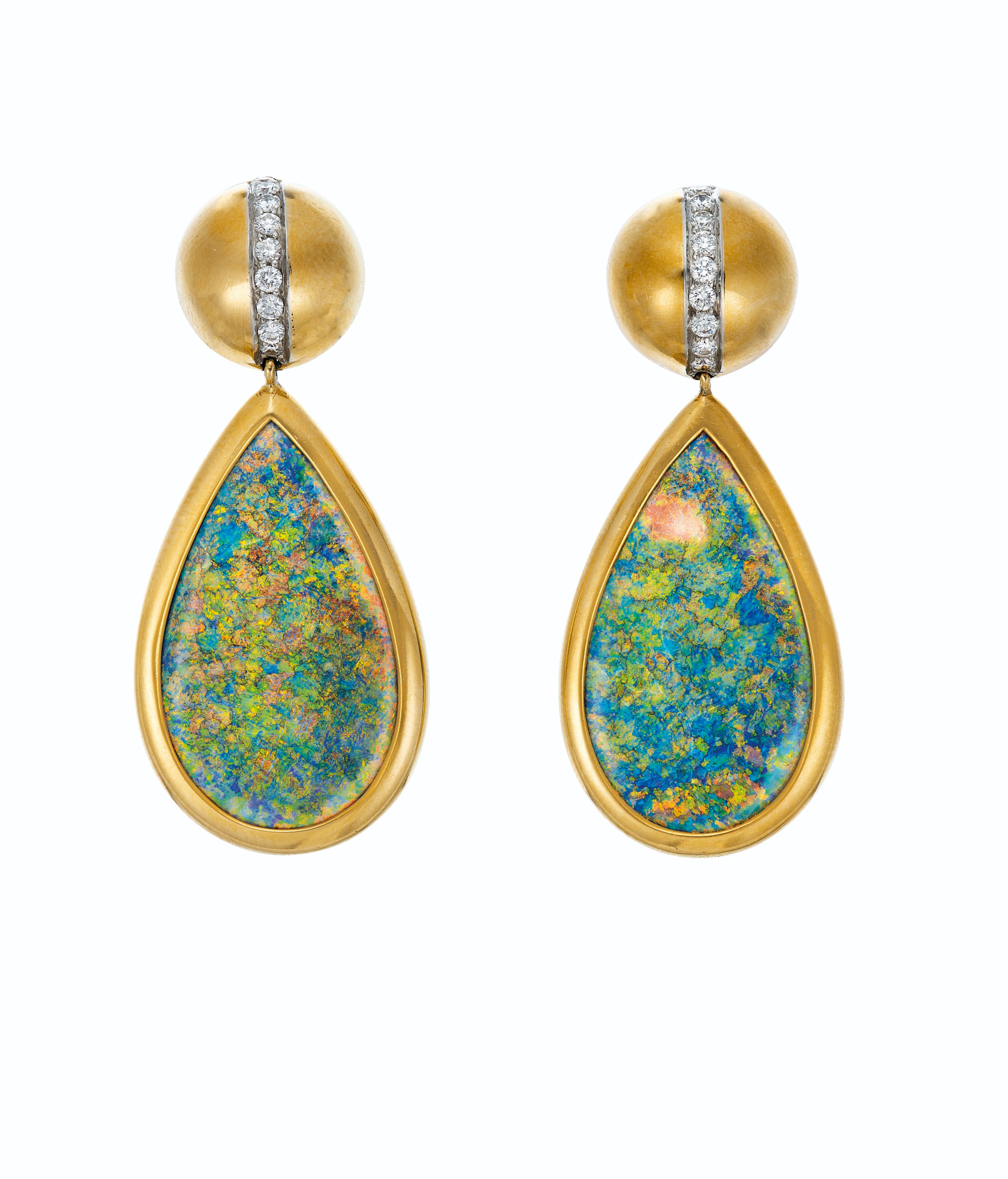 OPAL AND DIAMOND EARRINGS, PALOMA PICASSO, TIFFANY & CO.