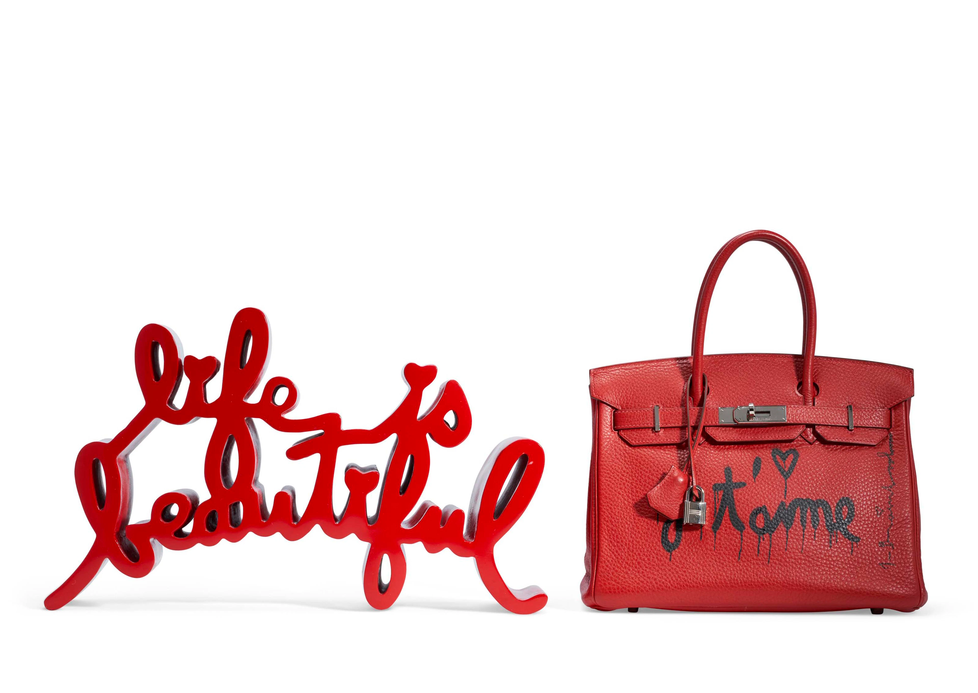 A MR. BRAINWASH PAINTED ROUGE GARANCE CLÉMENCE LEATHER...