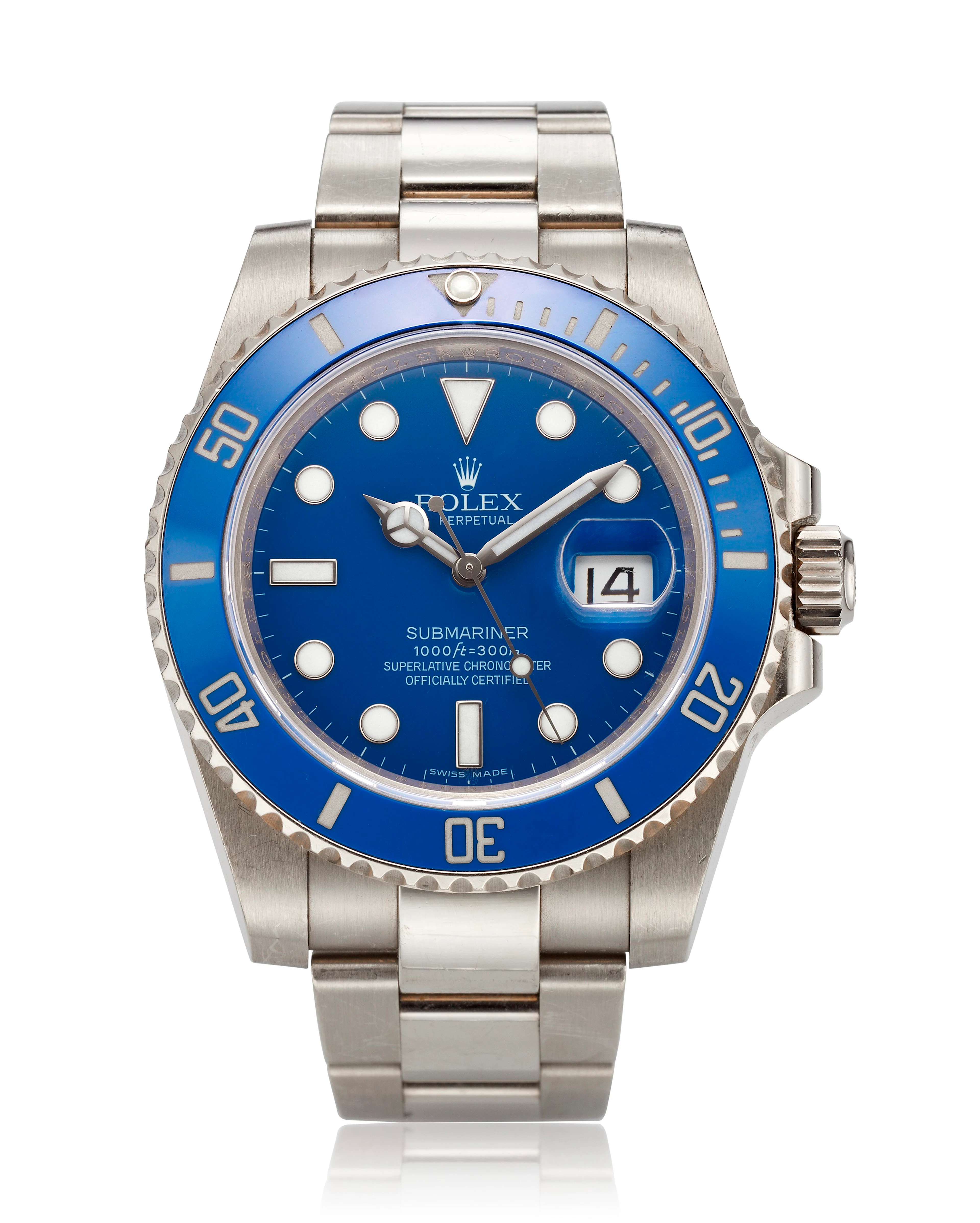 ROLEX, 18K WHITE GOLD, SUBMARINER, ‘ SMURF’ REF. 116619LB