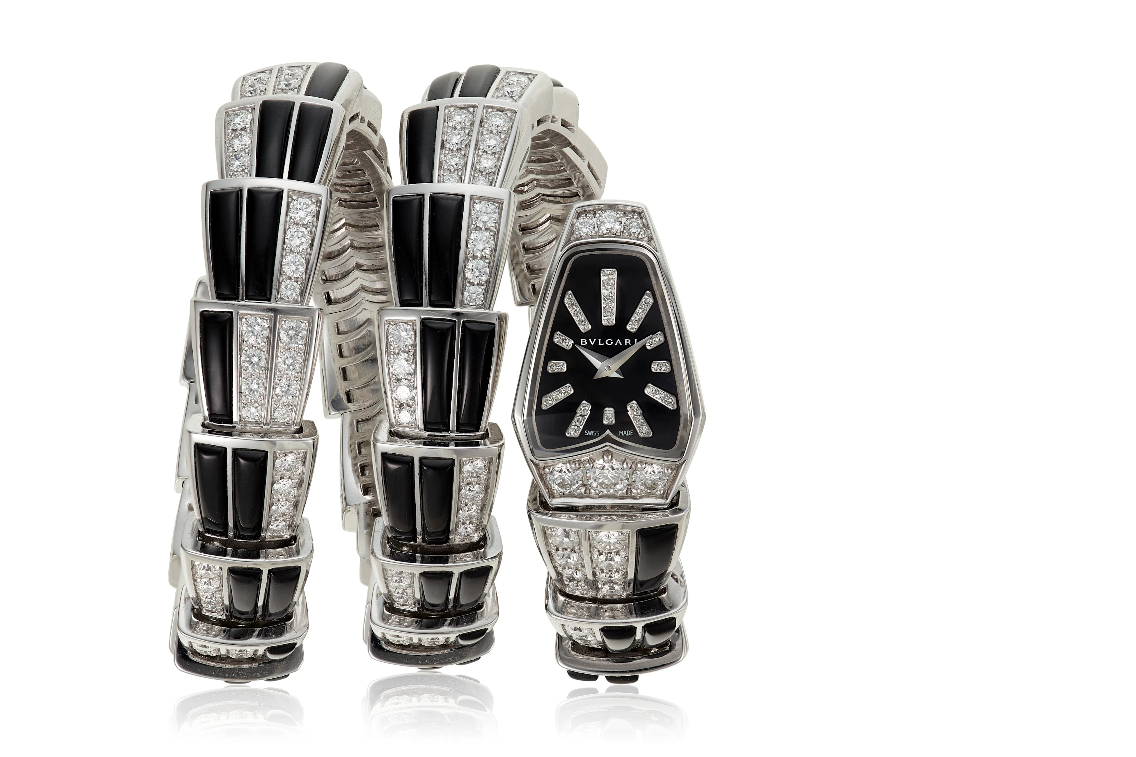 BULGARI DIAMOND AND ONYX 'SERPENTI' WATCH