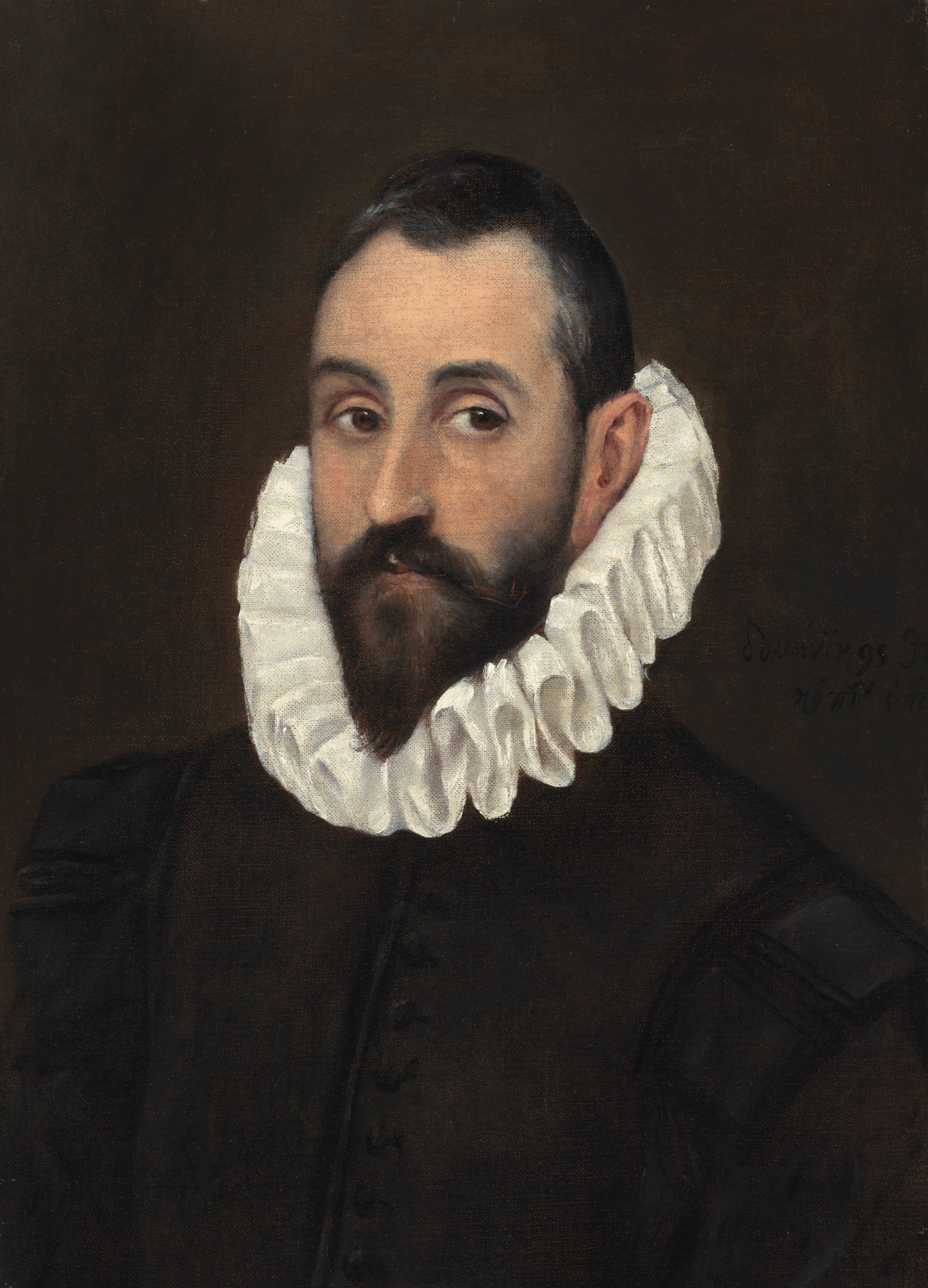 Portrait of a gentleman, bust-length, in a black doublet and cartwheel ruff