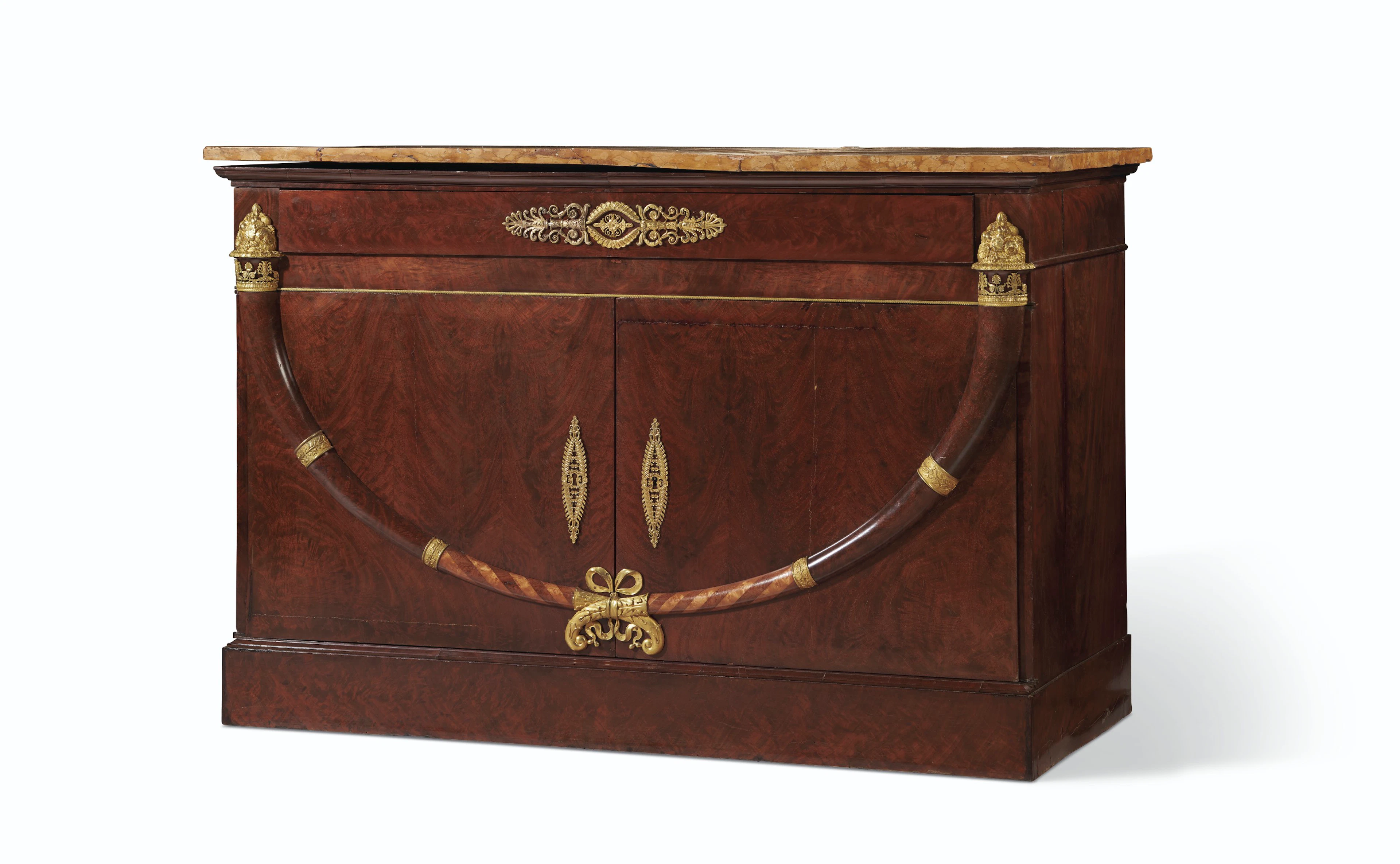 A CHARLES X ORMOLU-MOUNTED MAHOGANY, AMBOYNA AND BIRD'S EYE MEUBLE D'APPUI