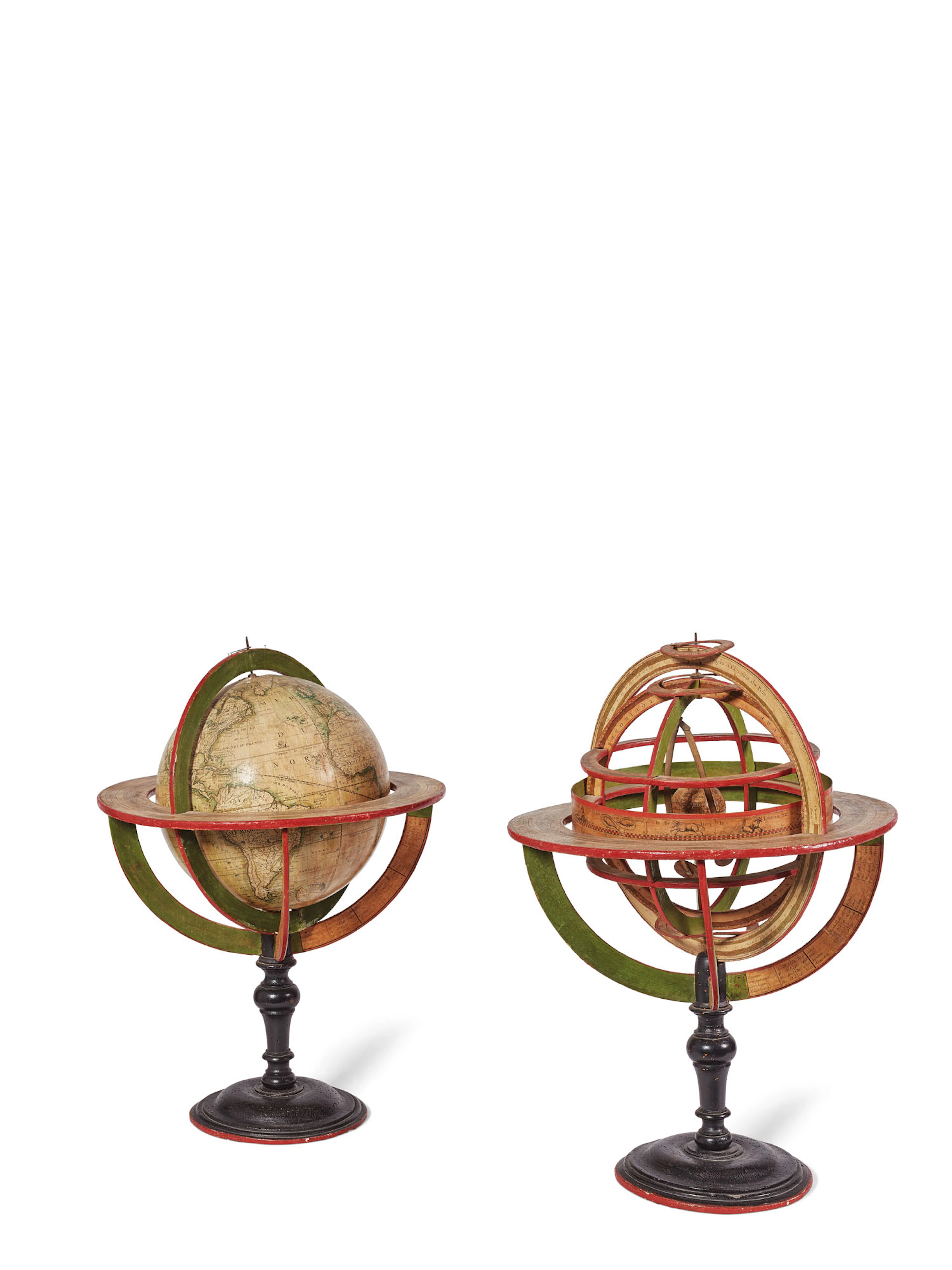 GLOBE TERRESTRE ET SPHERE ARMILLAIRE DE TYPE PTOLEMAÏQUE
