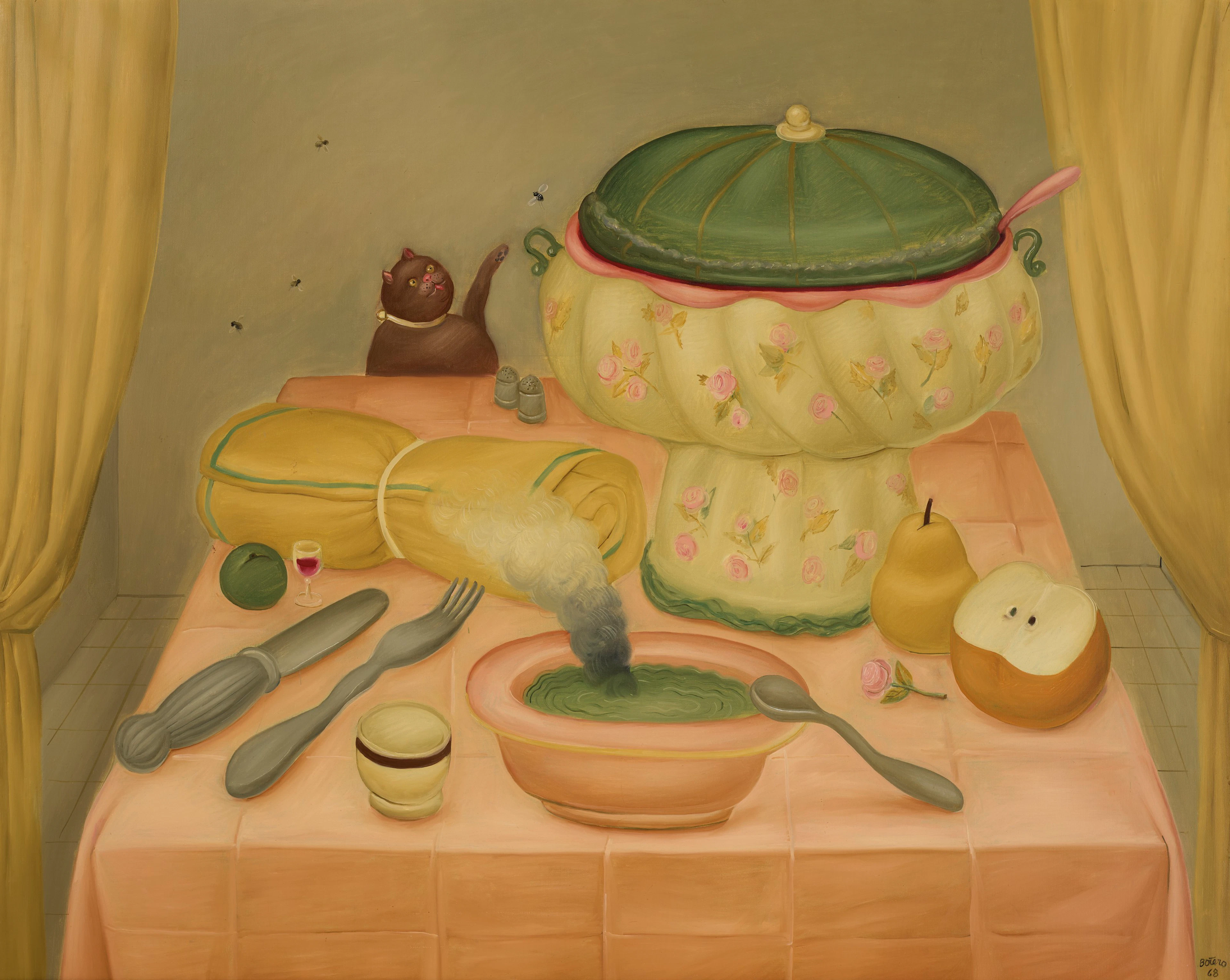 Naturaleza muerta con sopa caliente