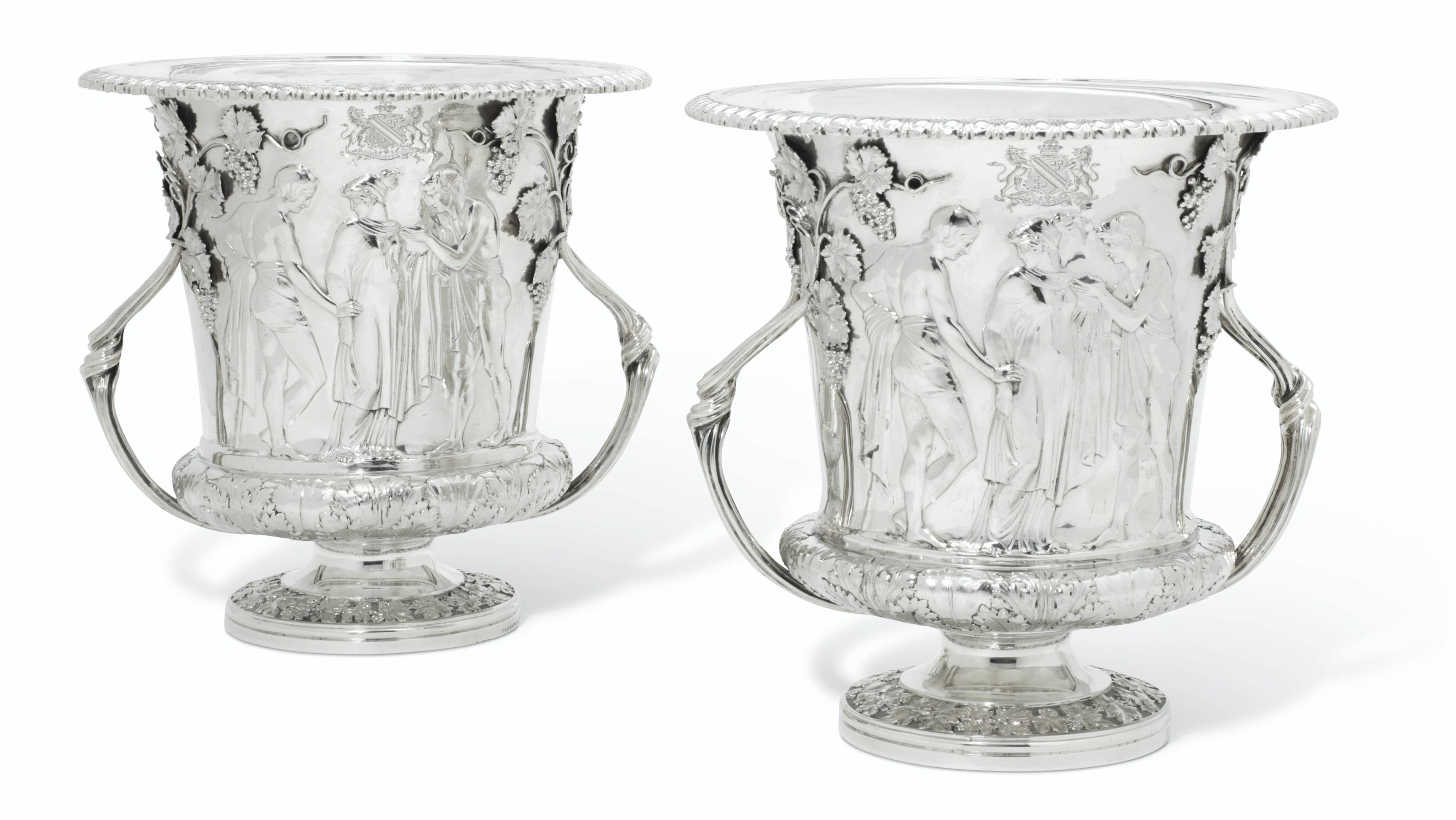 TWO VICTORIAN SILVER WINE COOLERS