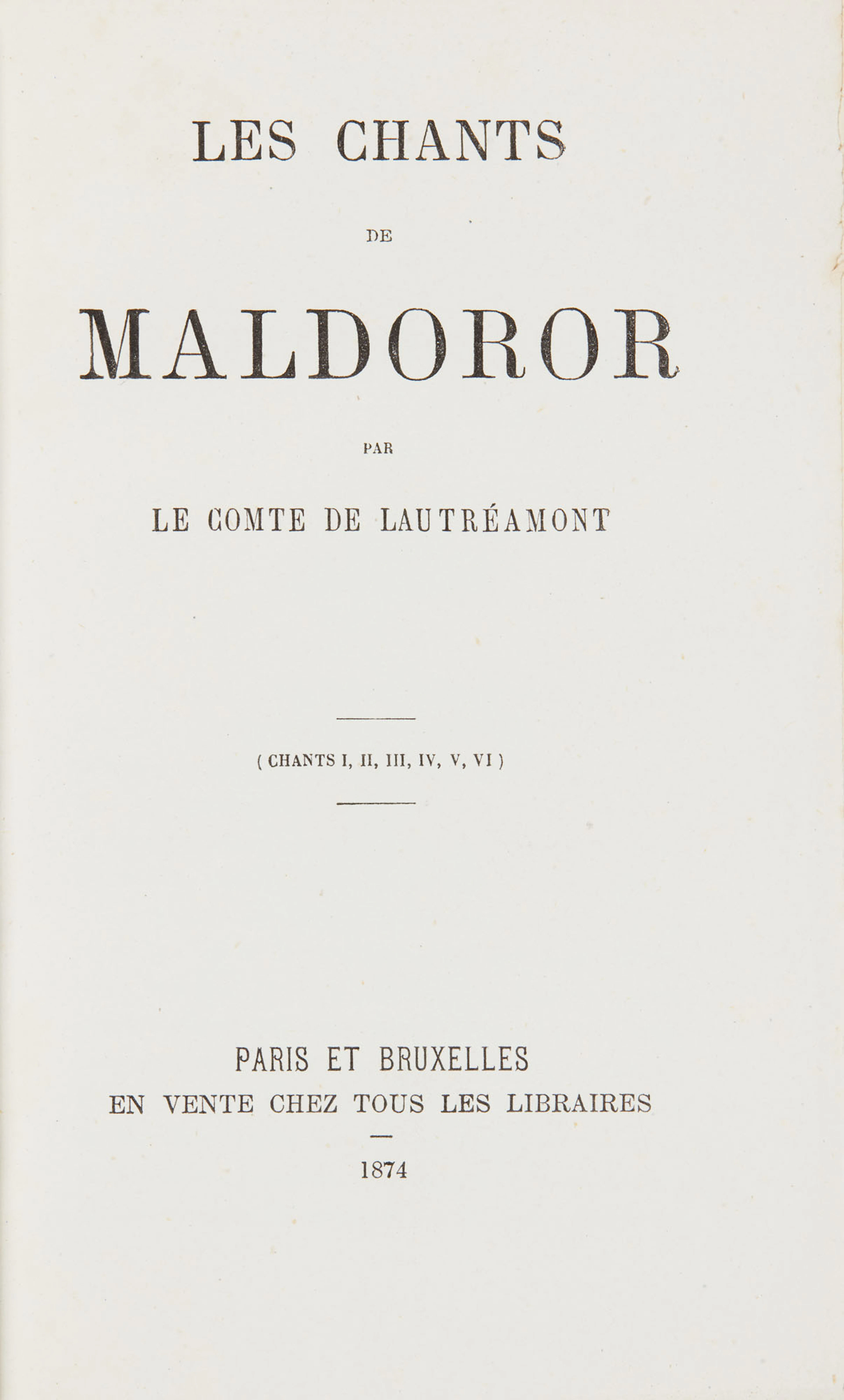 LAUTRÉAMONT, Isidore Ducasse, dit le comte de (1846-1870).