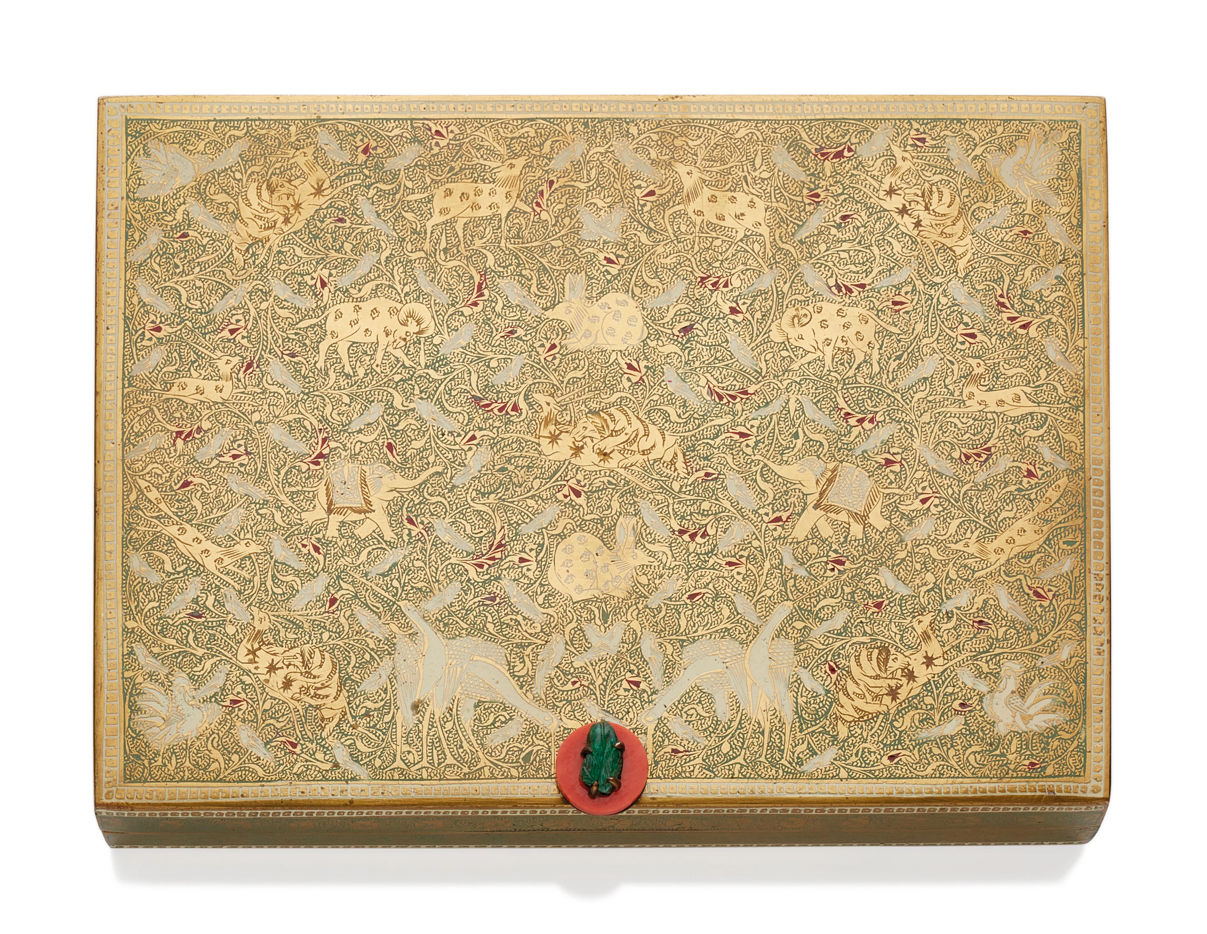 CARTIER NÉCESSAIRE ART DÉCO ÉMAIL, CORAIL ET ÉMERAUDE